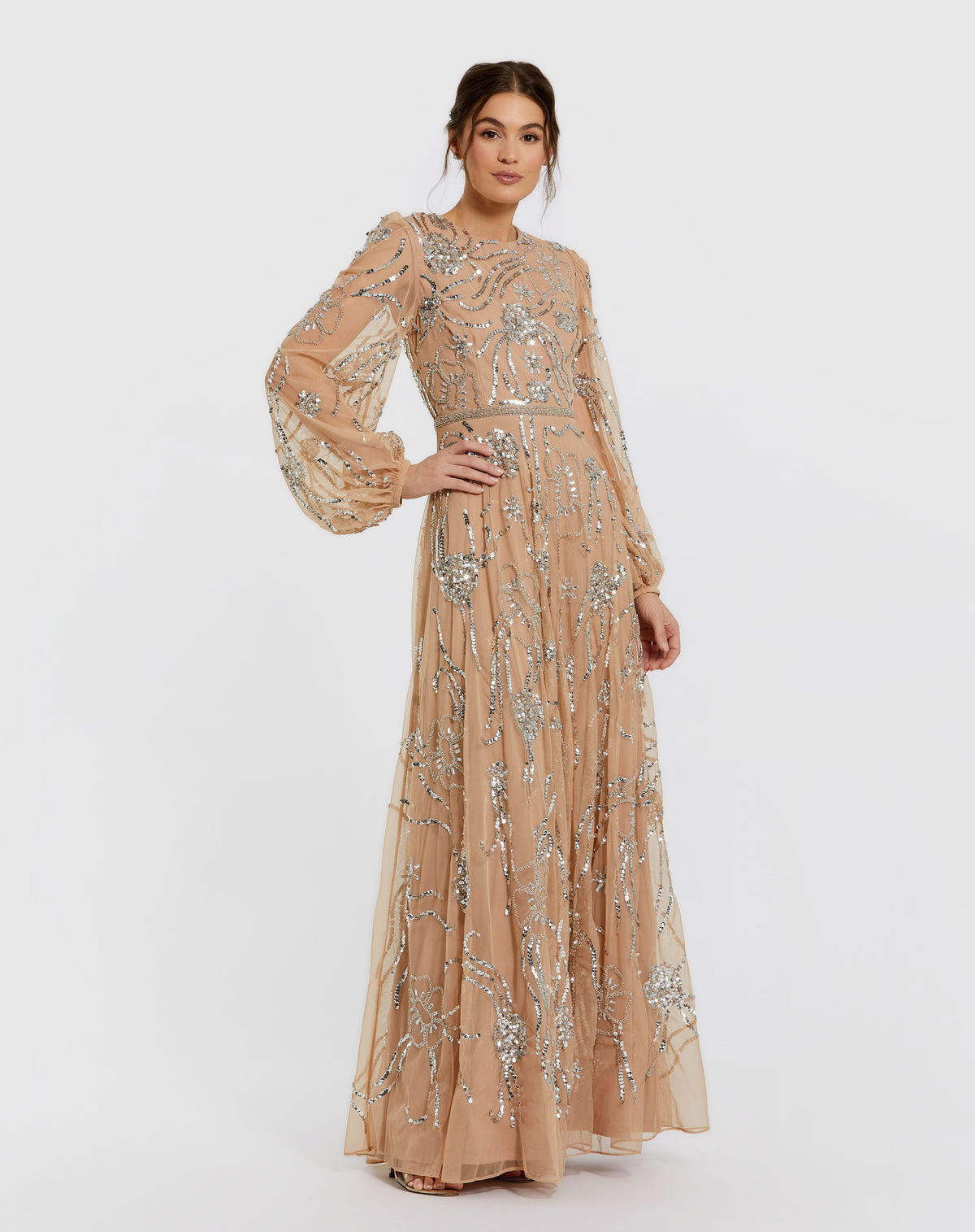 Mac Duggal 94072 - Nude Silver
