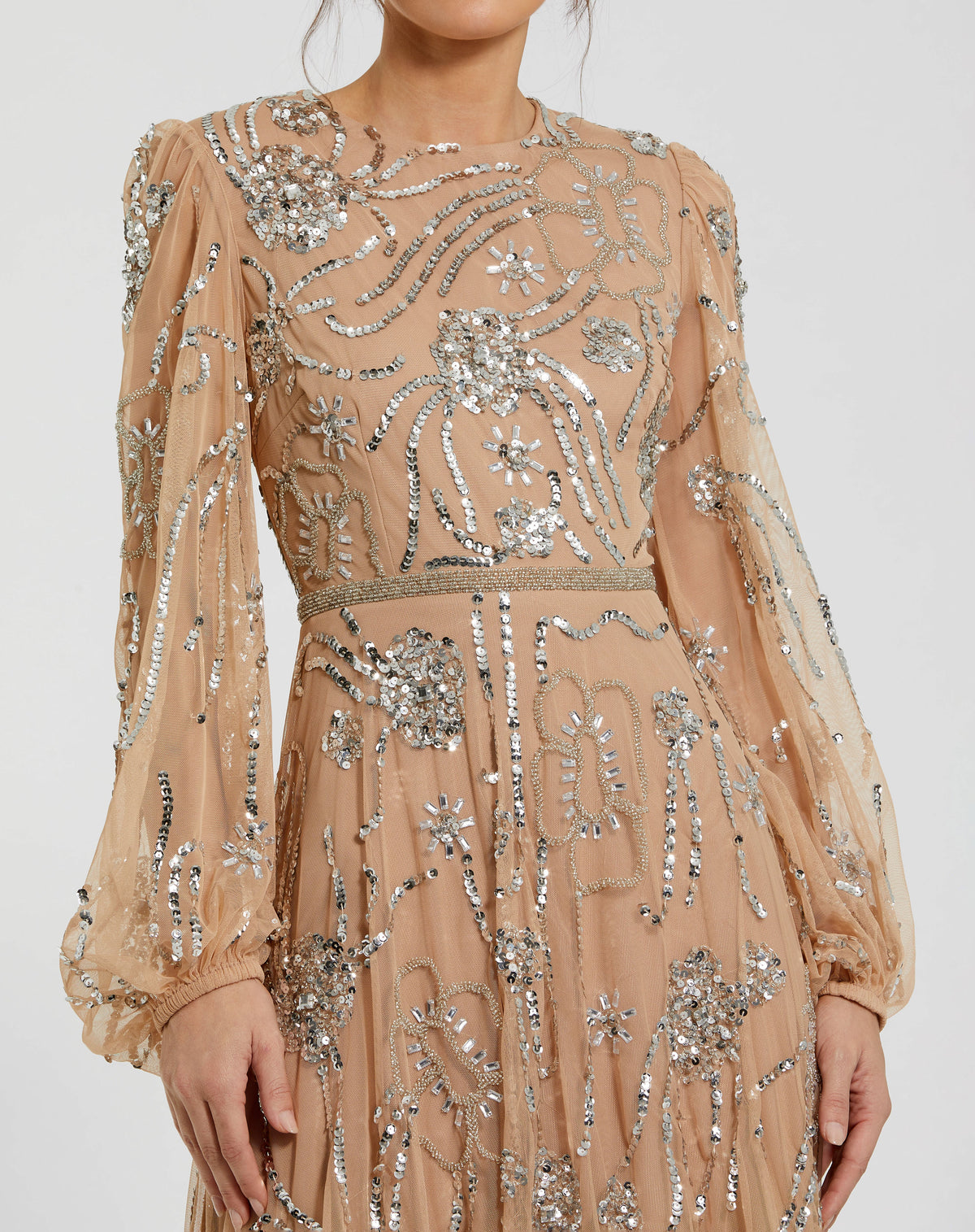 Mac Duggal 94072 - Nude Silver