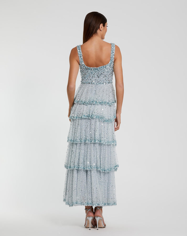 関税送料込【MAC DUGGAL】ミディ ワンピース 装飾 タイト ブルー 10033-Mint-AB_4af43df8-2a13-