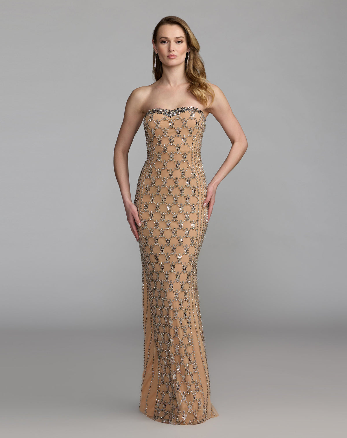 Mac Duggal 94186 - Silver Nude
