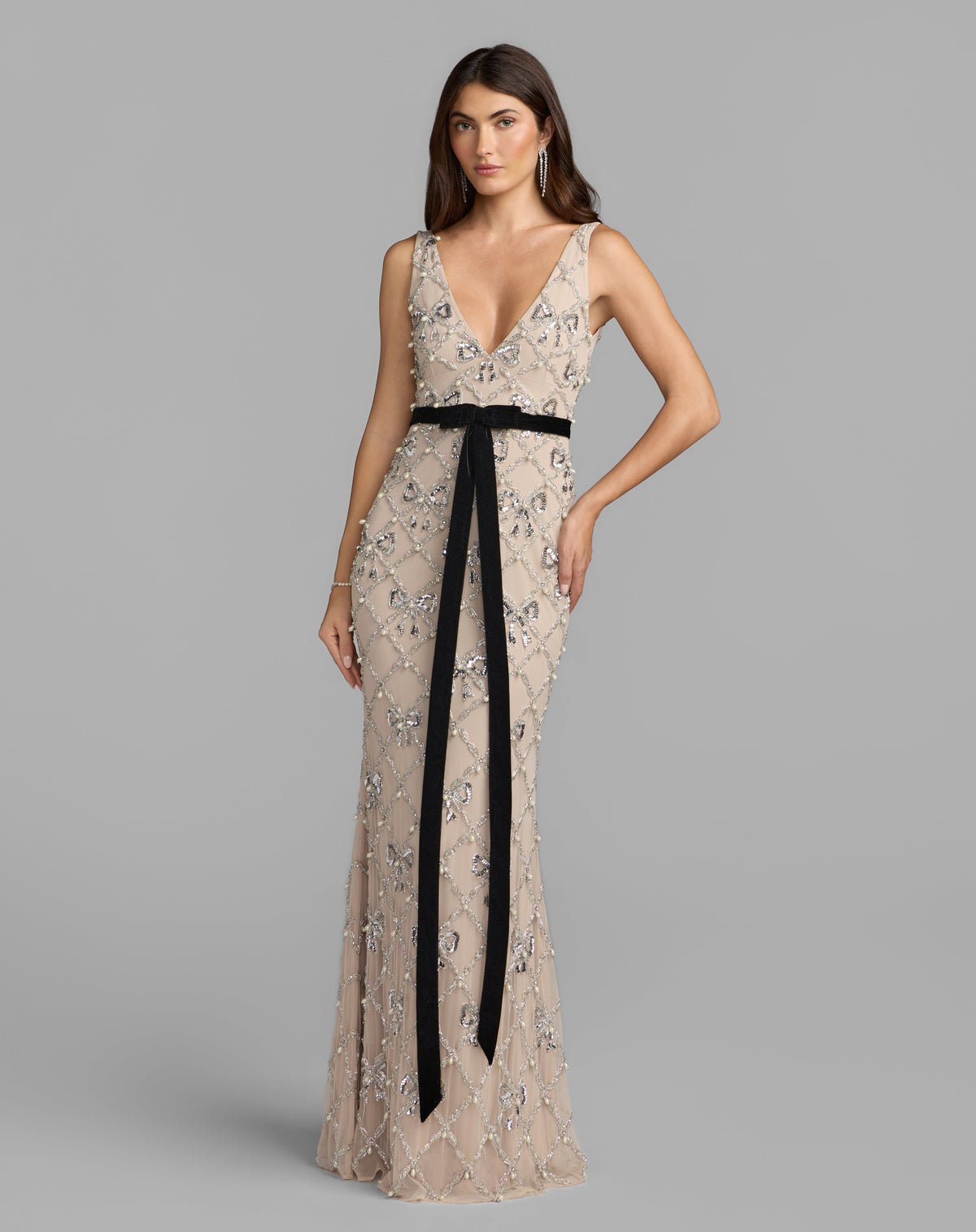 Mac Duggal 94390 - Nude Silver