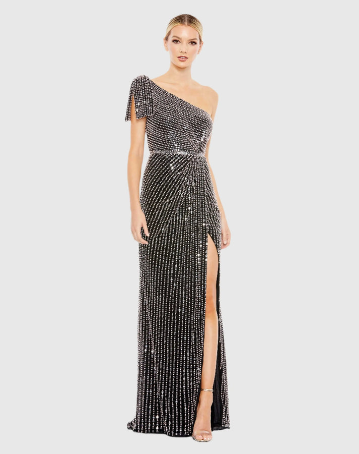 限定!!Mac Duggal フロント カットアウト ロングドレス IRMA/イルマ】 ビジュー/ カットアウト/ シアー/ スリット/ ワン