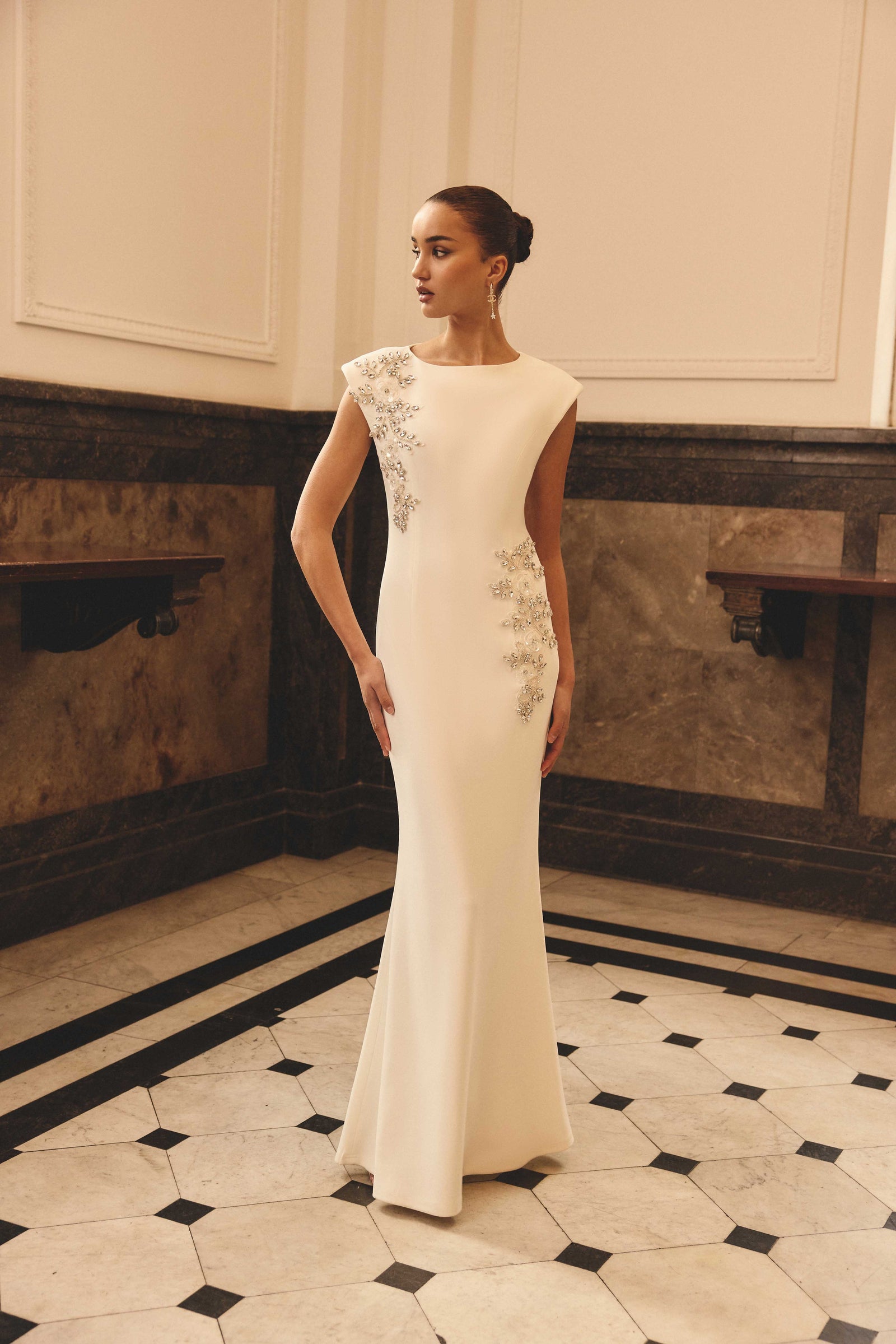 Elliatt Veda Boatneck Sequin Gown