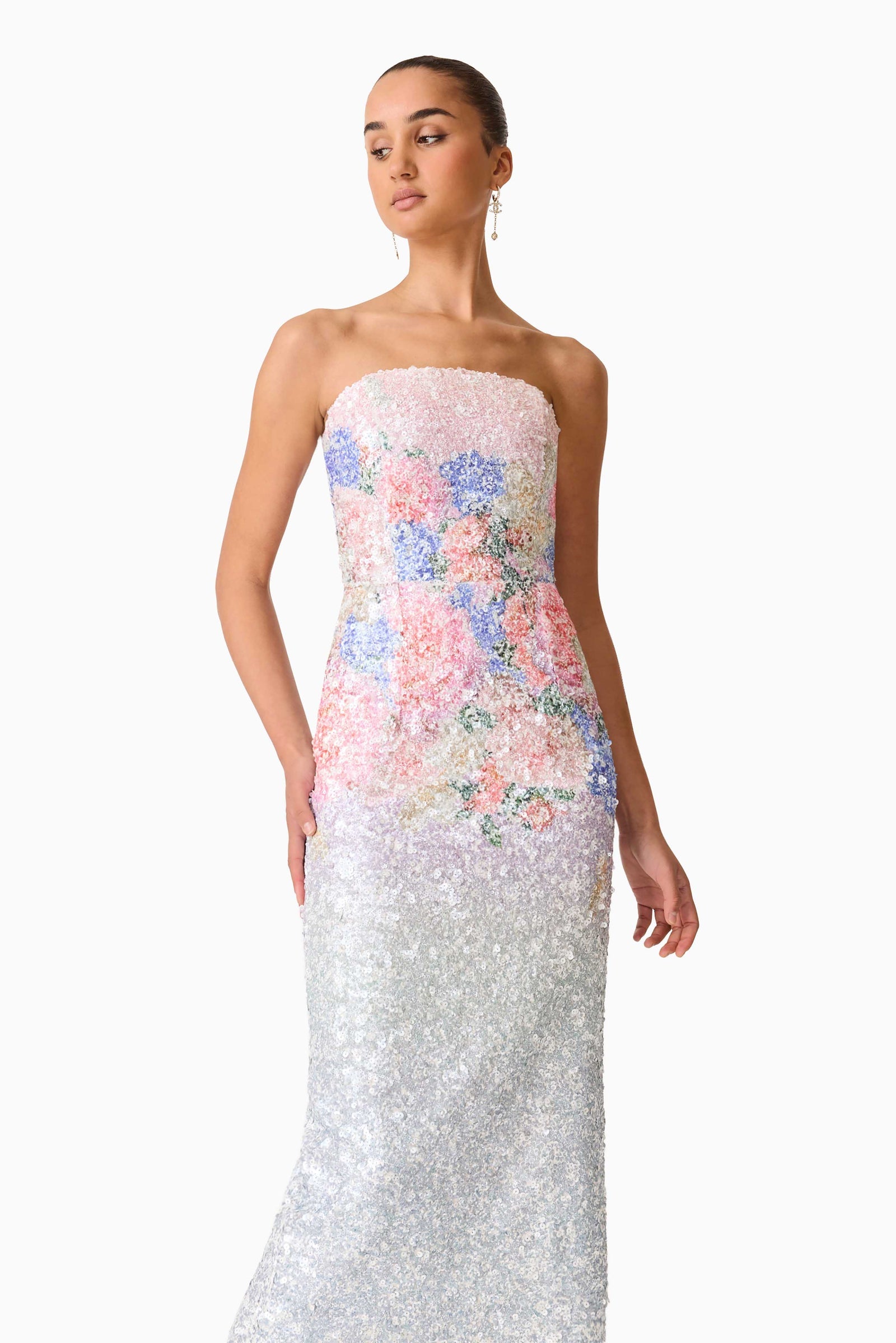 flor strapless cocktail dress elliatt Elliatt Leonie Cocktail Midi Dress in Baby Blue