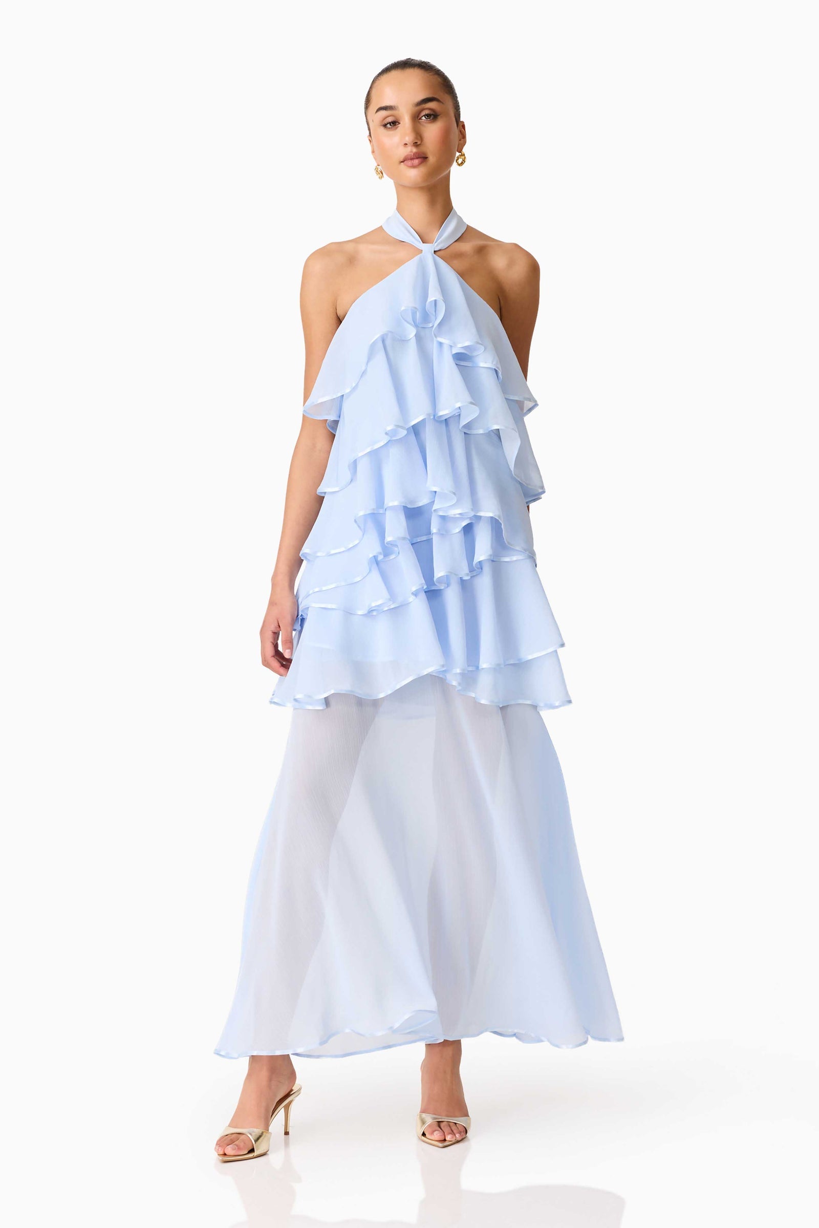 Eliane Halter Neck Maxi Dress - Blue - XS - ELLIATT Eliane Halter Neck Maxi Dress - Blue - XS - ELLIATT