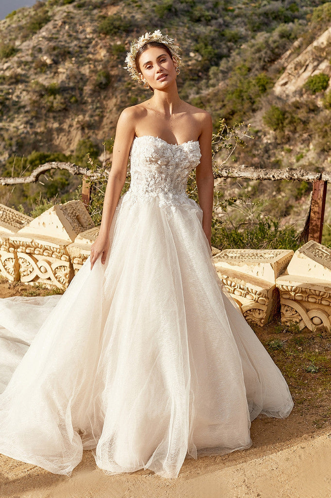 BAKER, A-line wedding dress with strapless neckline
