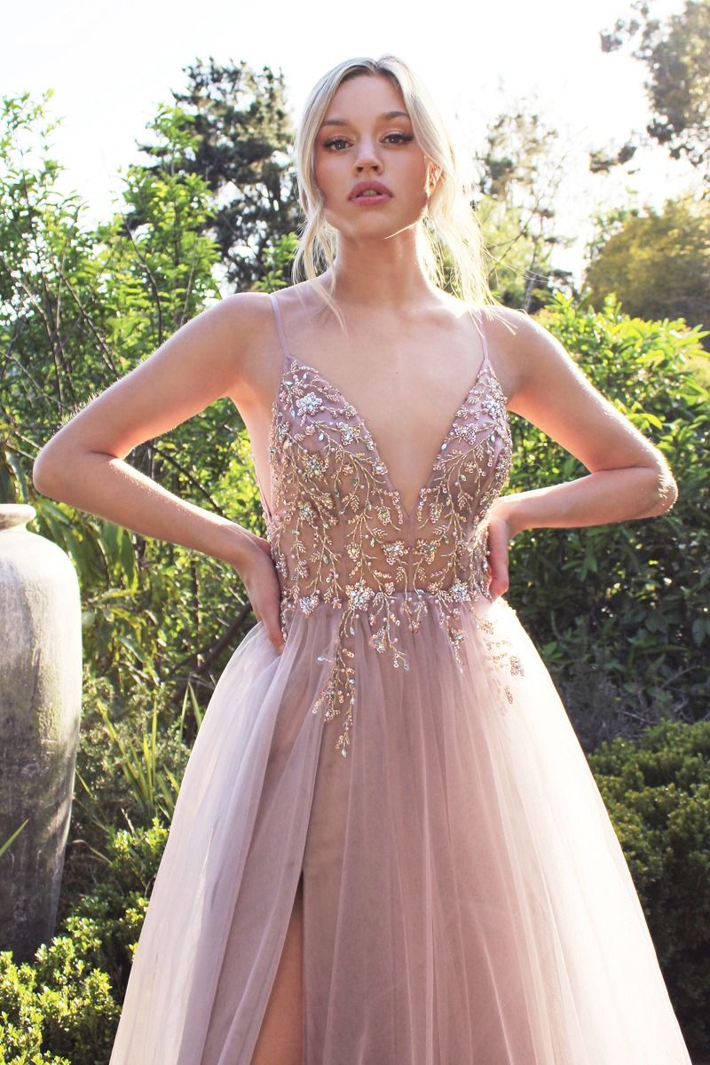 Andrea and Leo A0672 - Long Floral beading, Tulle A-Line Dress Andrea and Leo A0672 - Long Floral beading, Tulle A-Line Dress