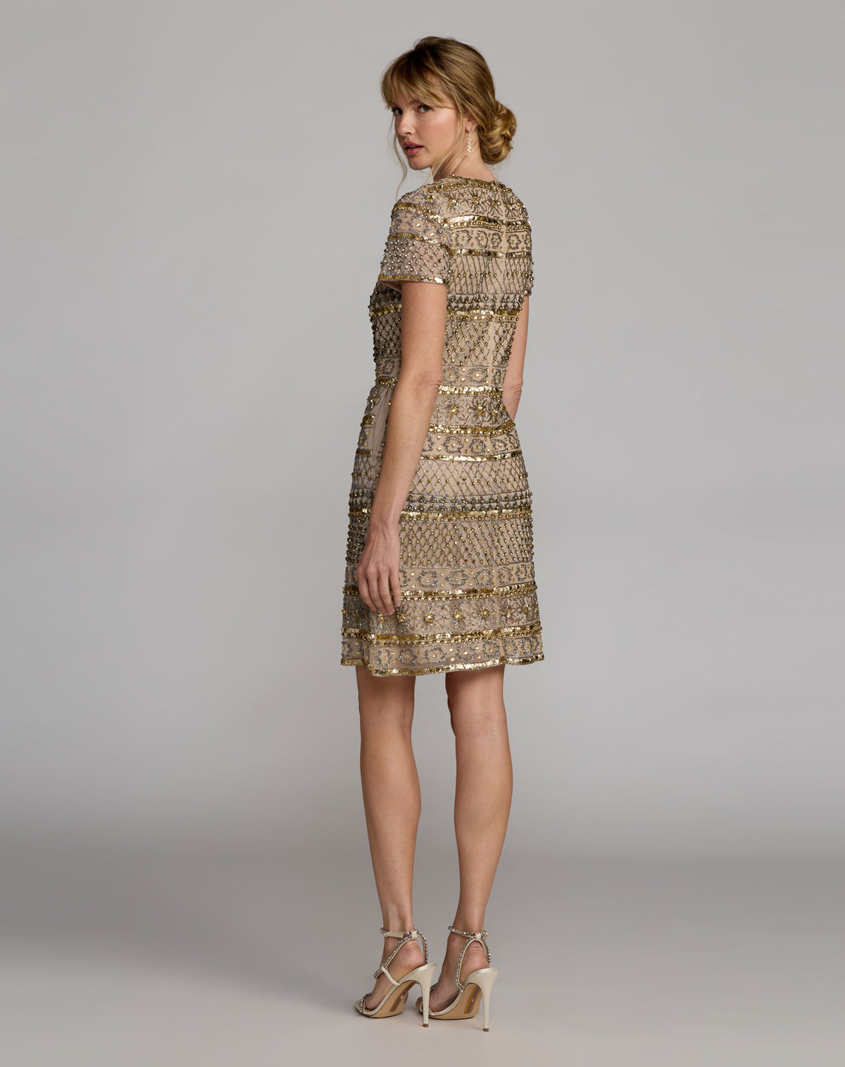 Mac Duggal 10113 Nude Gold back
