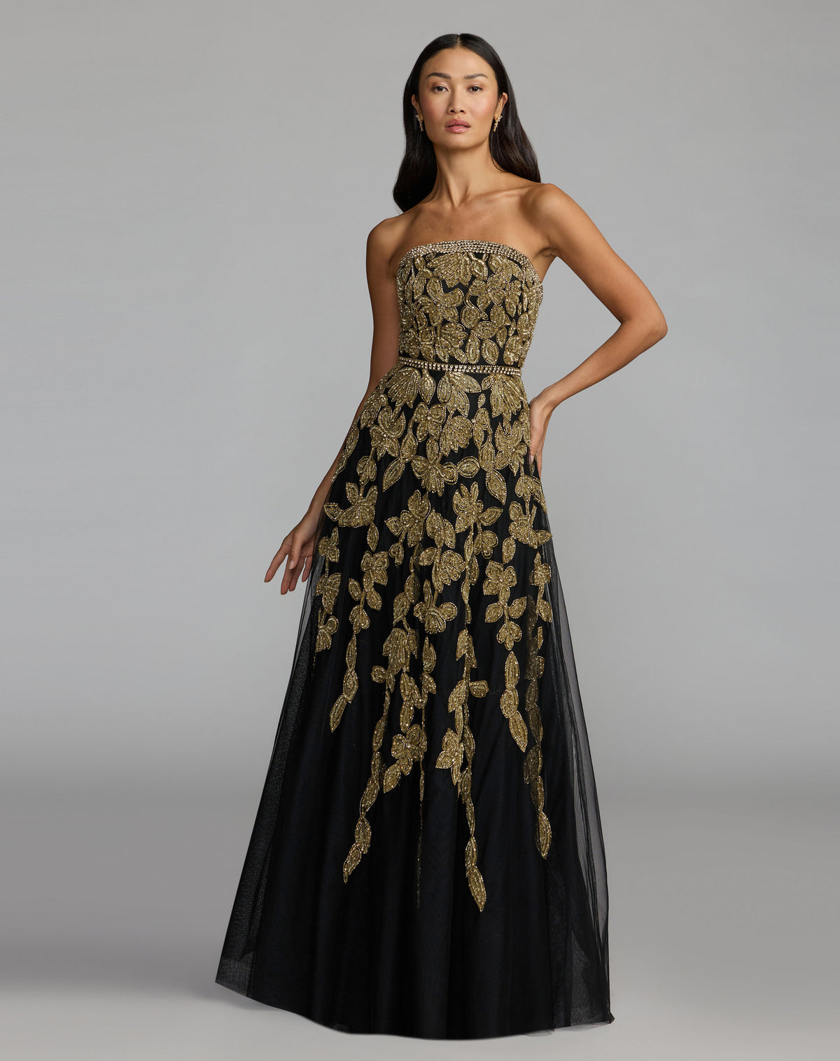 Mac Duggal 10274 Black Gold front