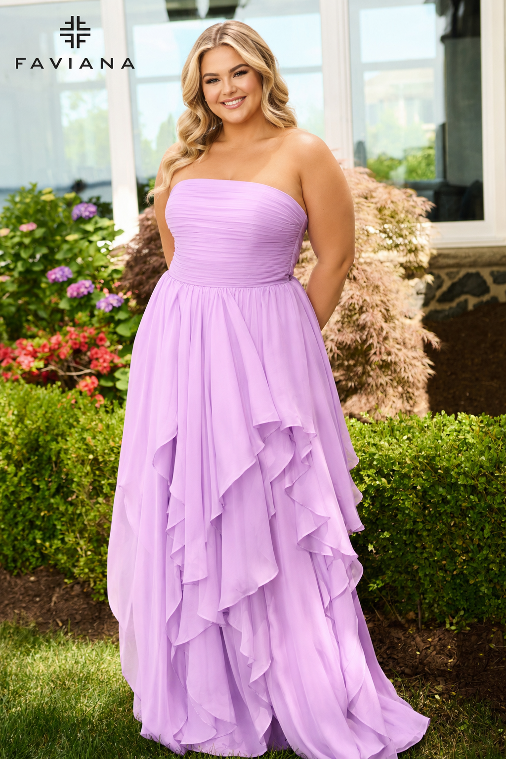 Faviana 11669 Bright Lilac Front (Plus Size)