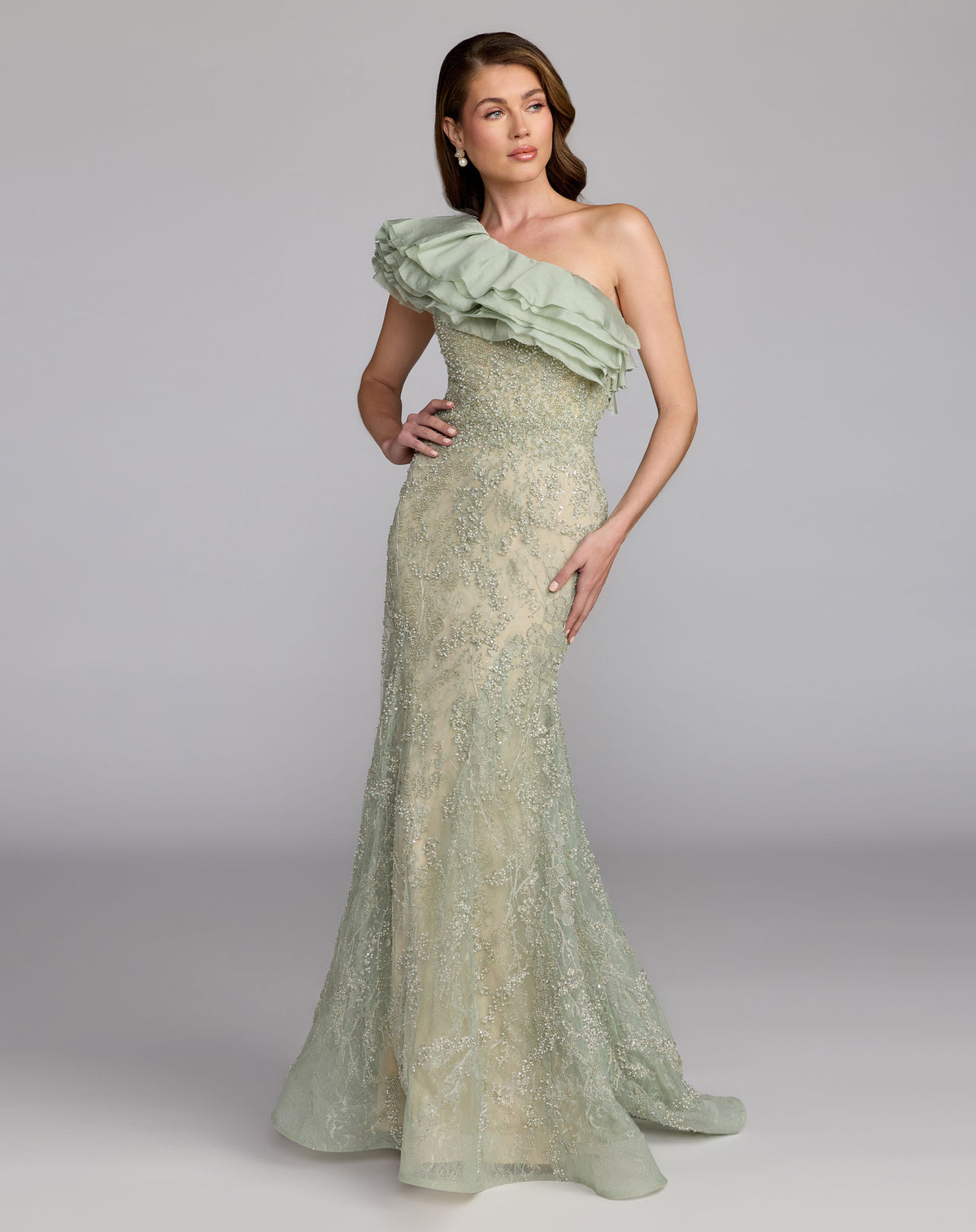 Mac Duggal 21277 Sage front