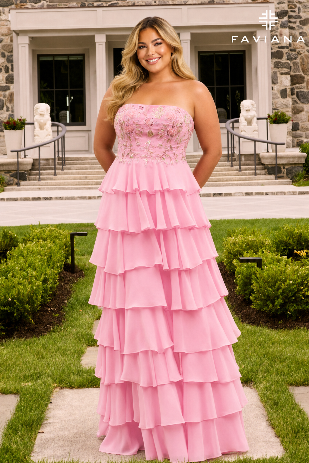 Faviana 11675 Light Pink Front (Plus Size)