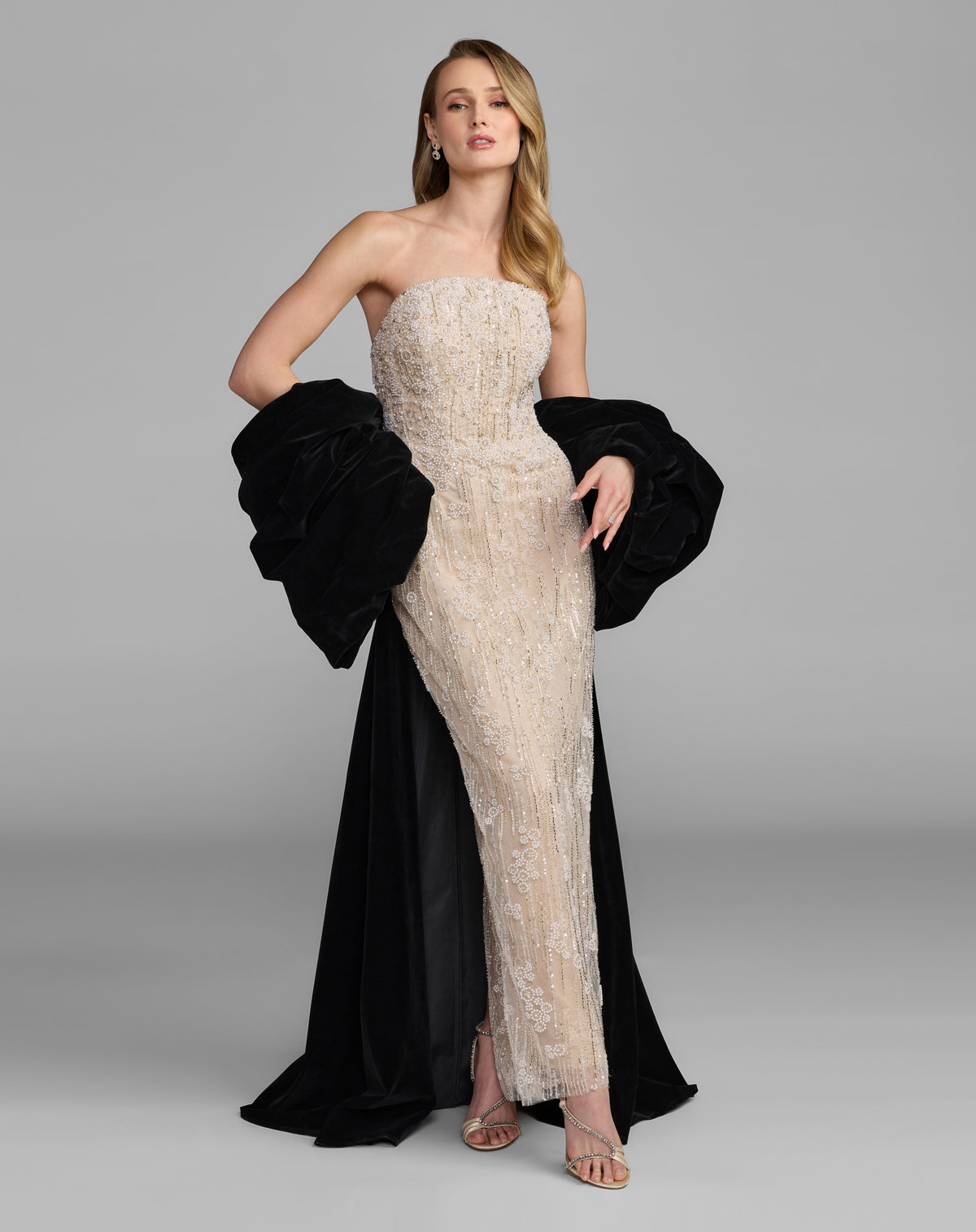 Mac Duggal 21193 Black Cream front