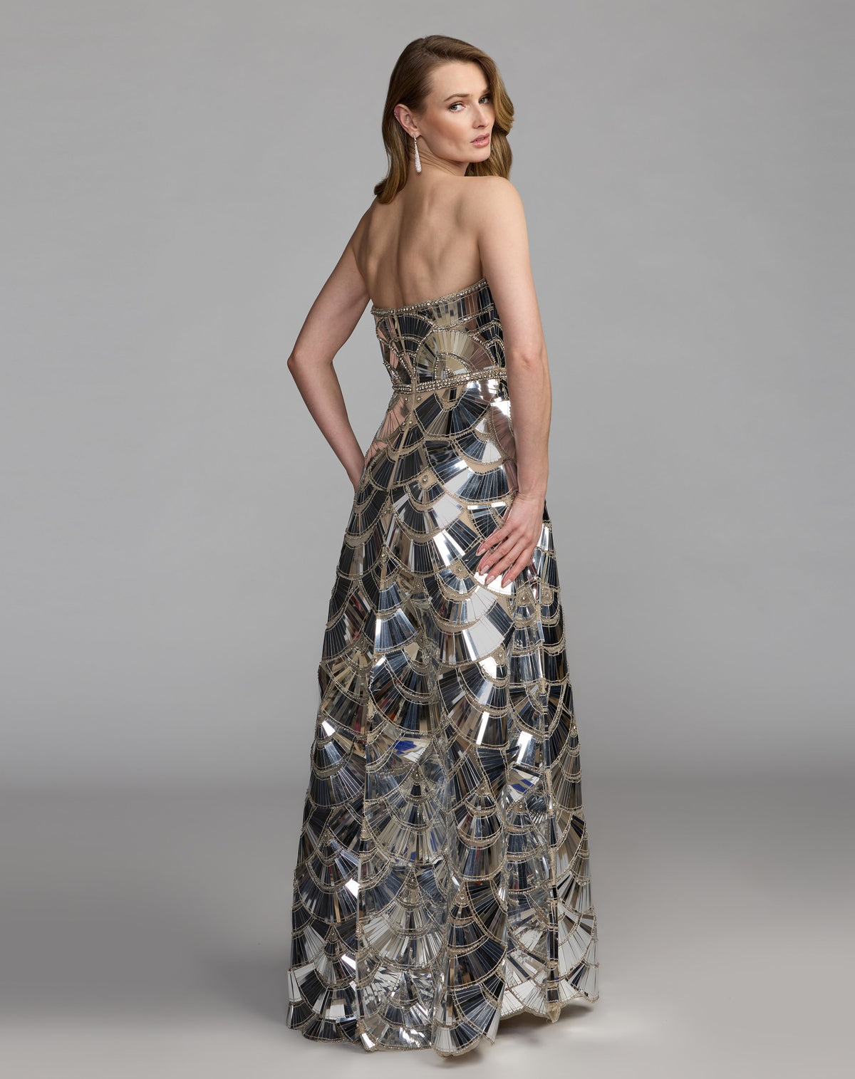 Mac Duggal 10168 Silver back