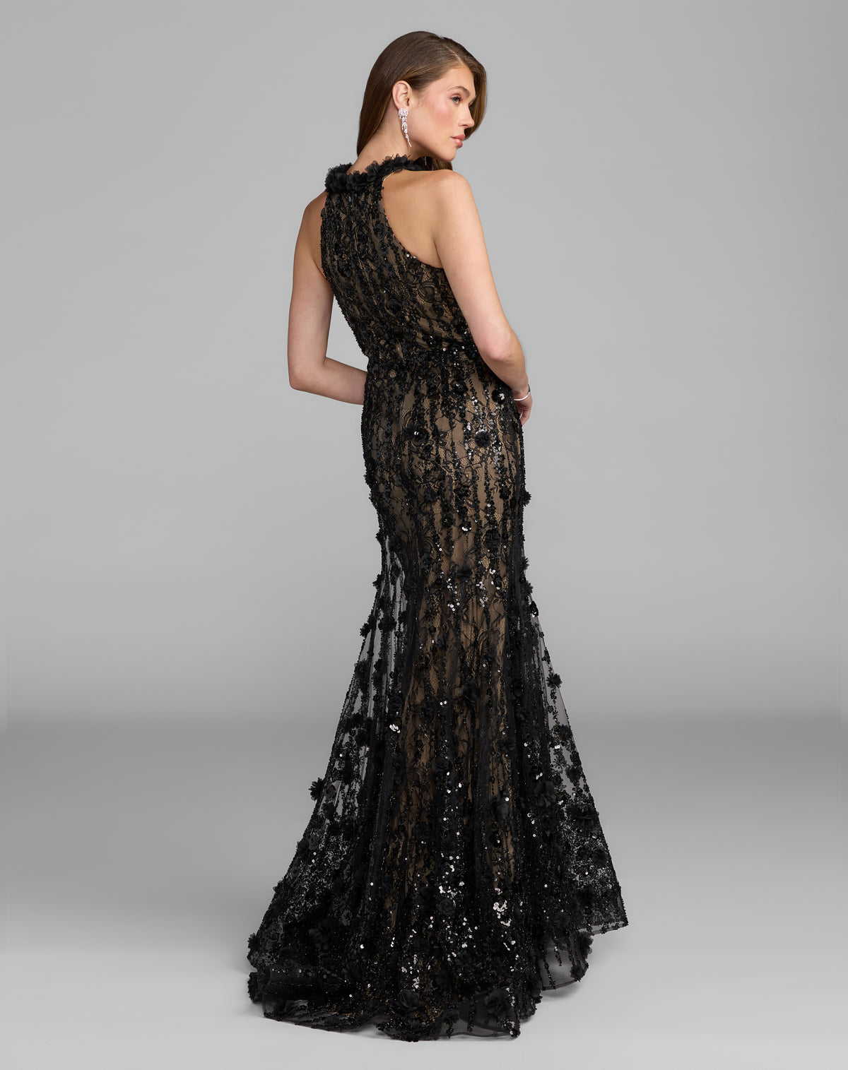 Mac Duggal 69325 Black Nude back