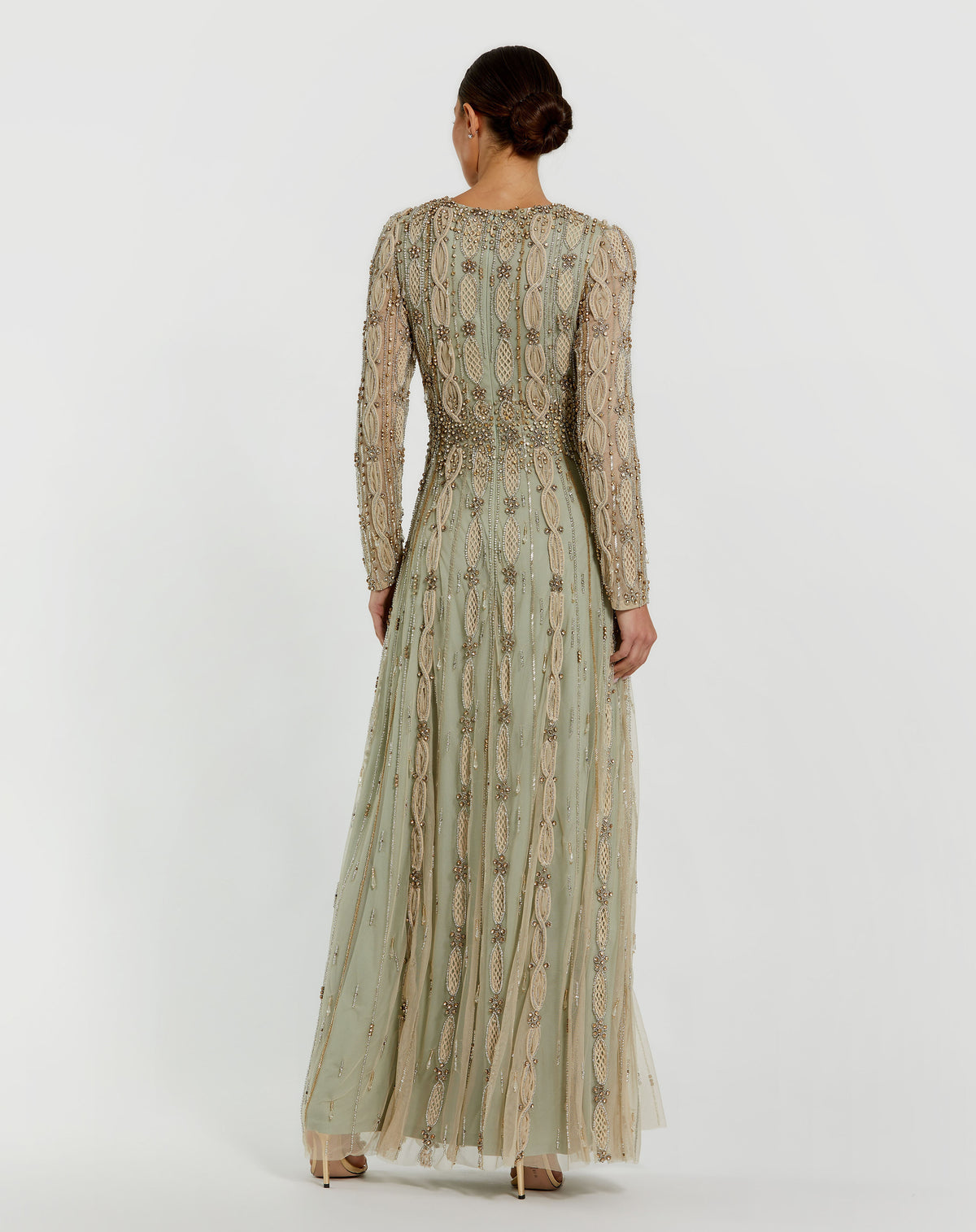 Mac Duggal 10077 Nude Sage back