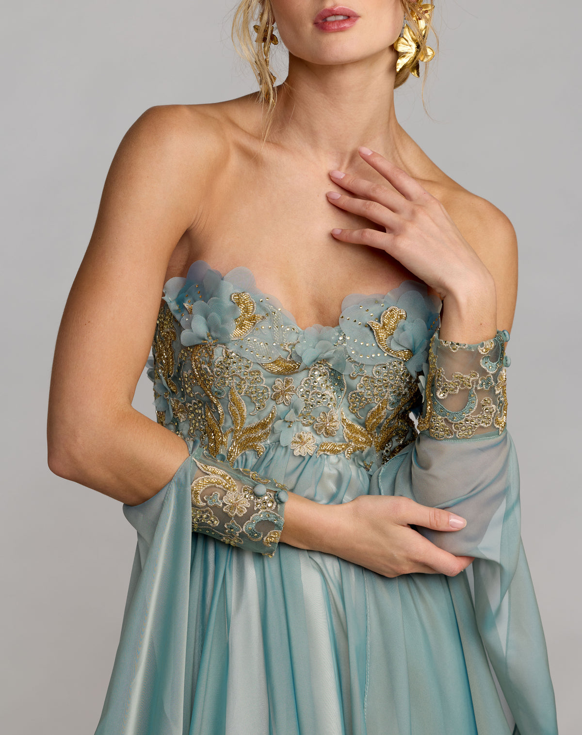 Mac Duggal 11896 Seafoam close-up