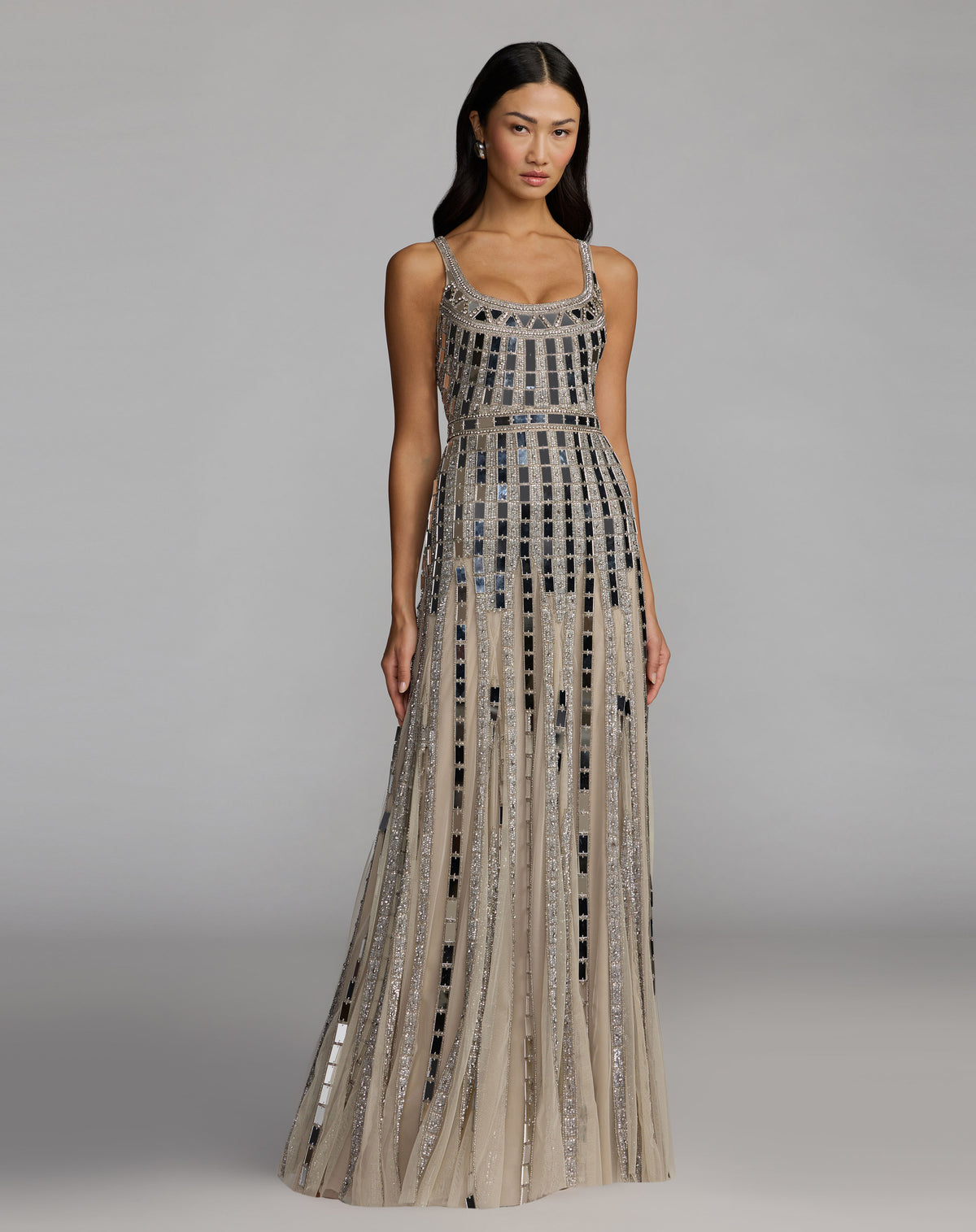 Mac Duggal 10179 Silver front