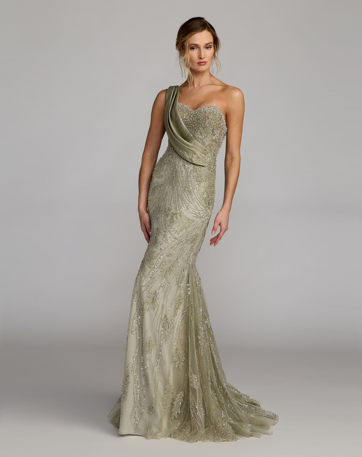 Mac Duggal 21089 Sage front