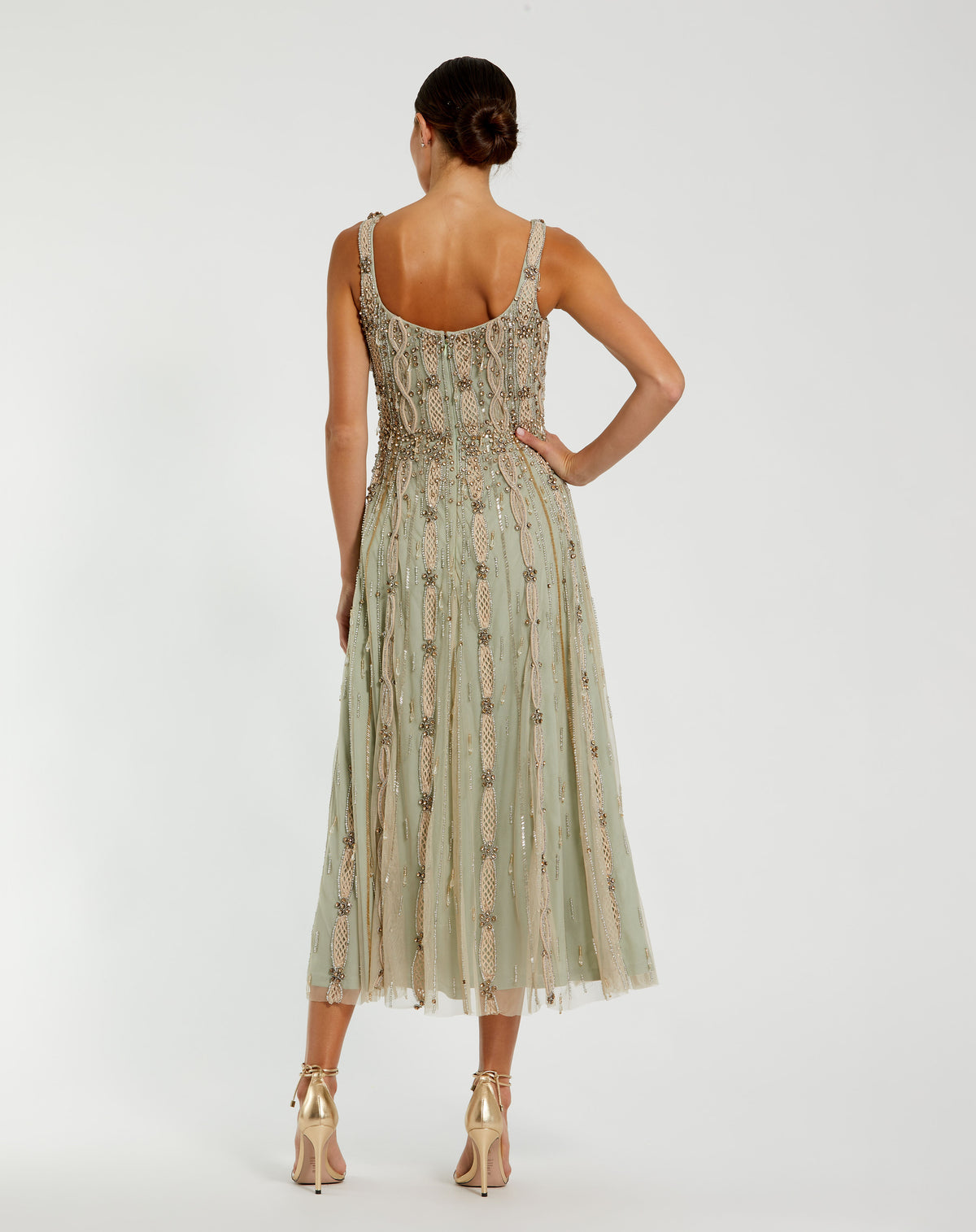 Mac Duggal 10078 Nude Sage back