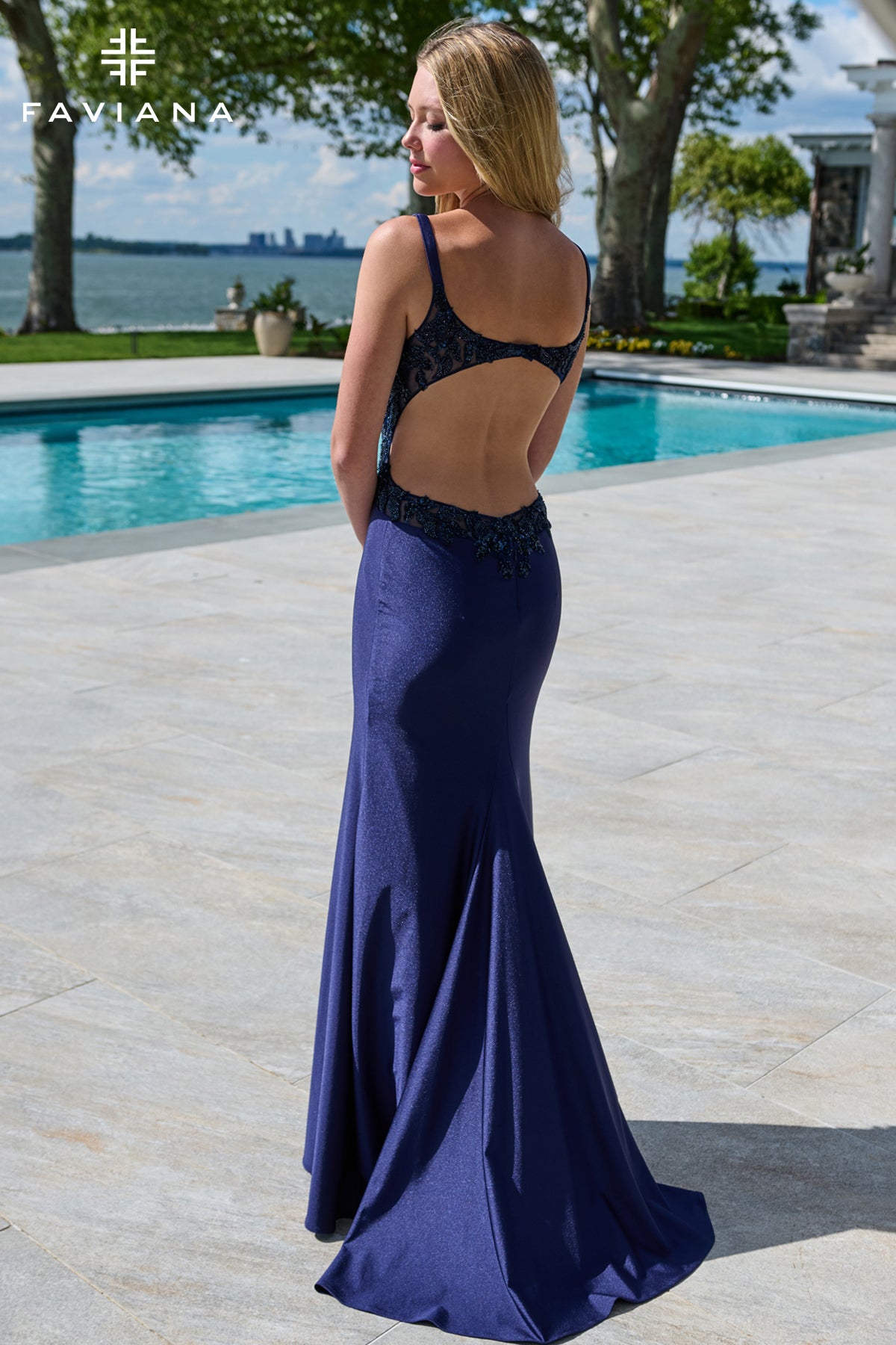 Faviana 11658 Navy Back 2