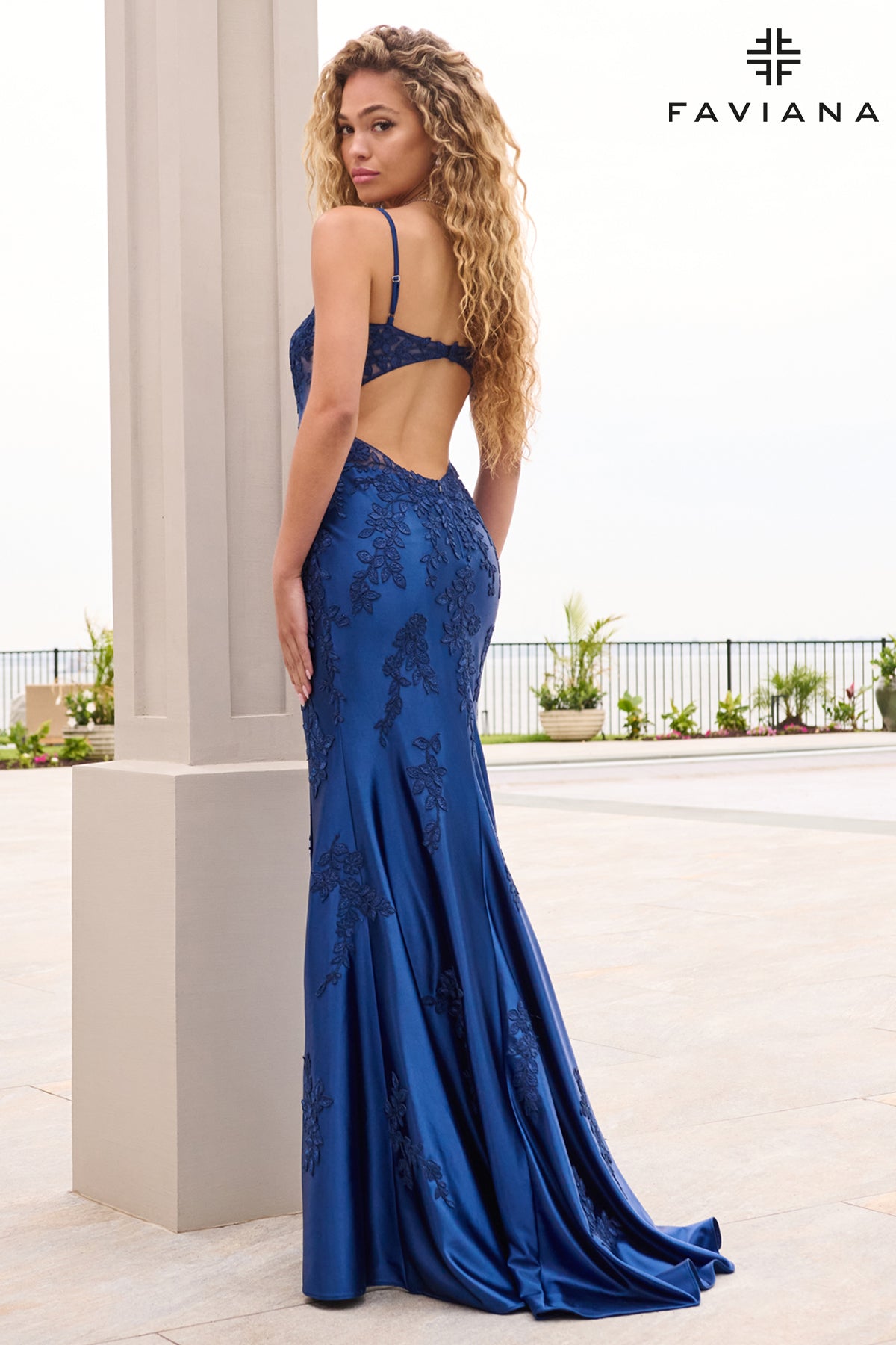 Faviana 11628 Navy Back 2