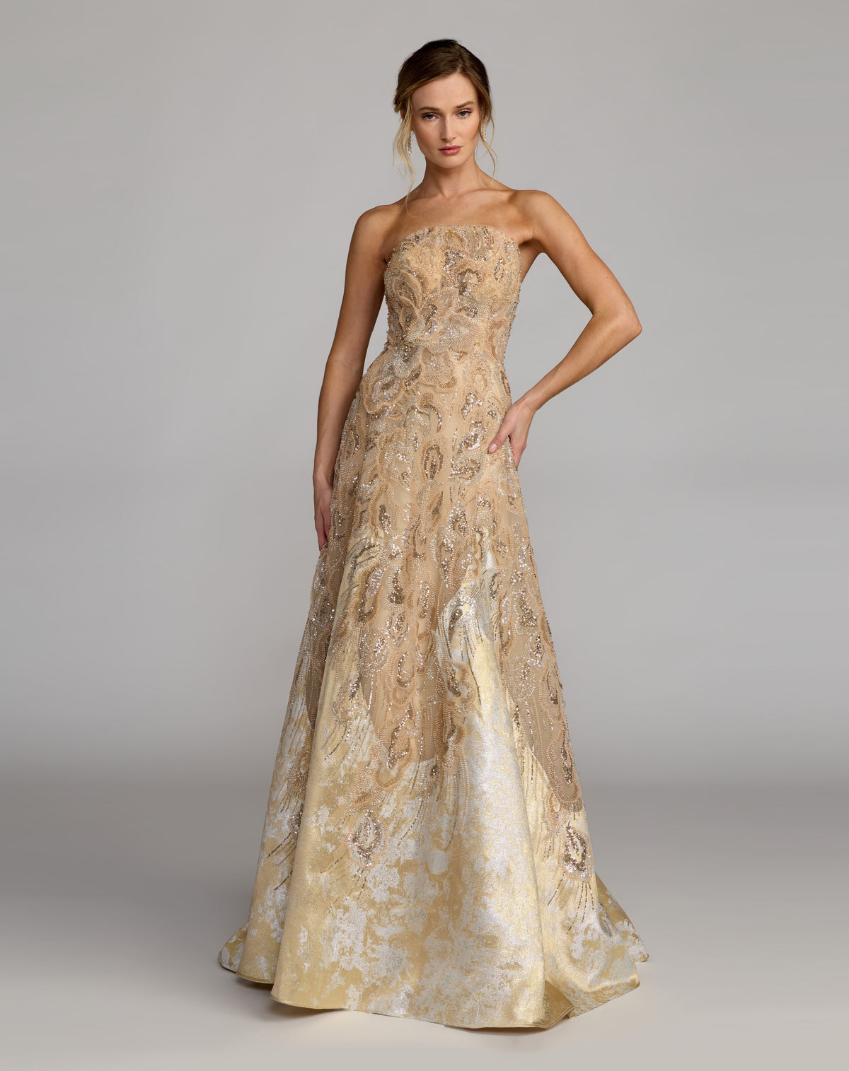 Mac Duggal 21305 Champagne front