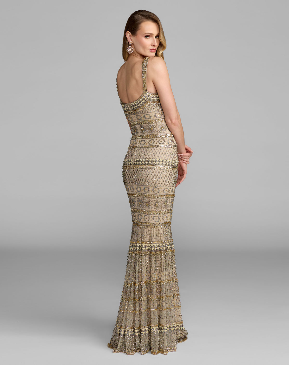 Mac Duggal 10114 Nude Gold back