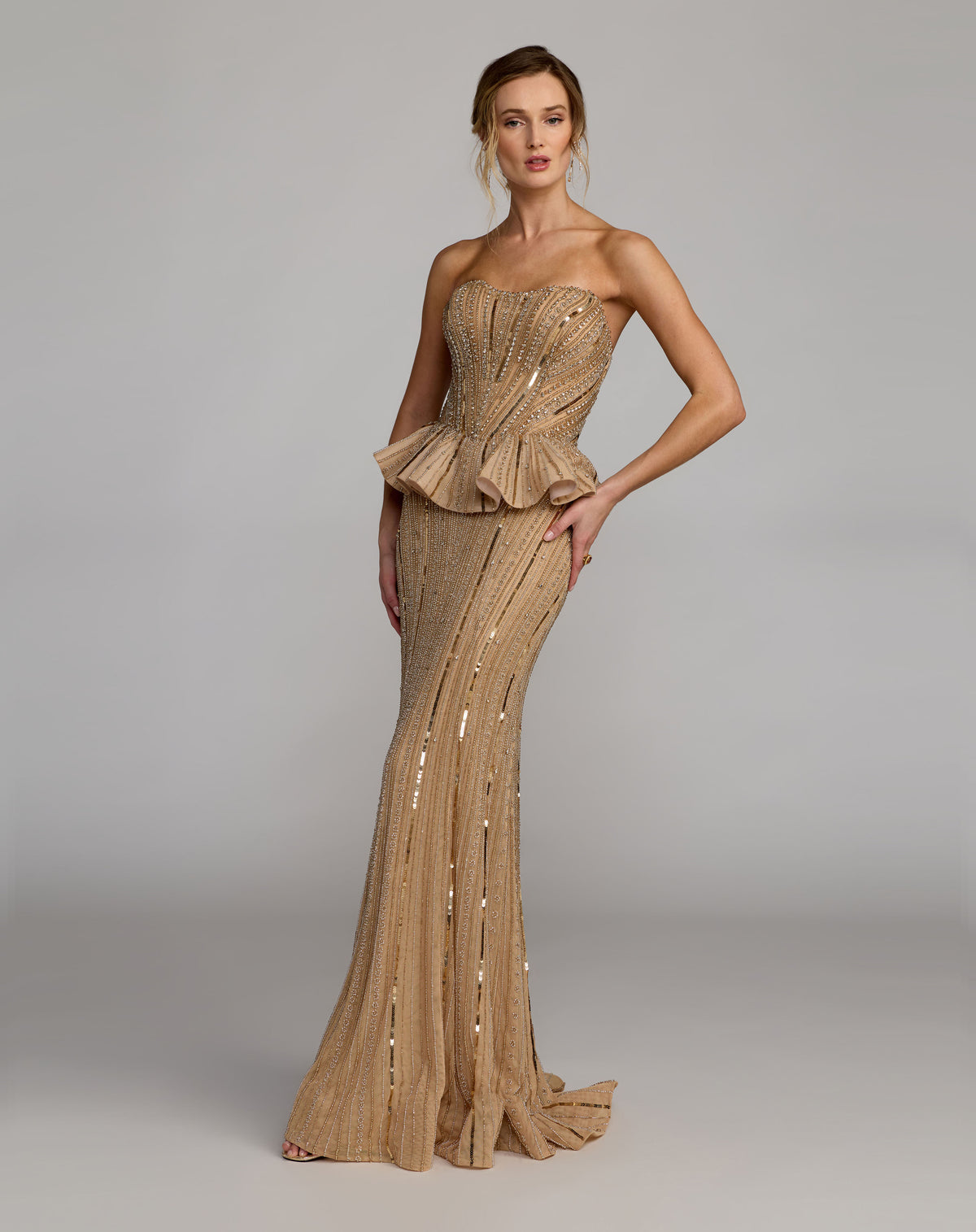 Mac Duggal 86018 Silver Gold front