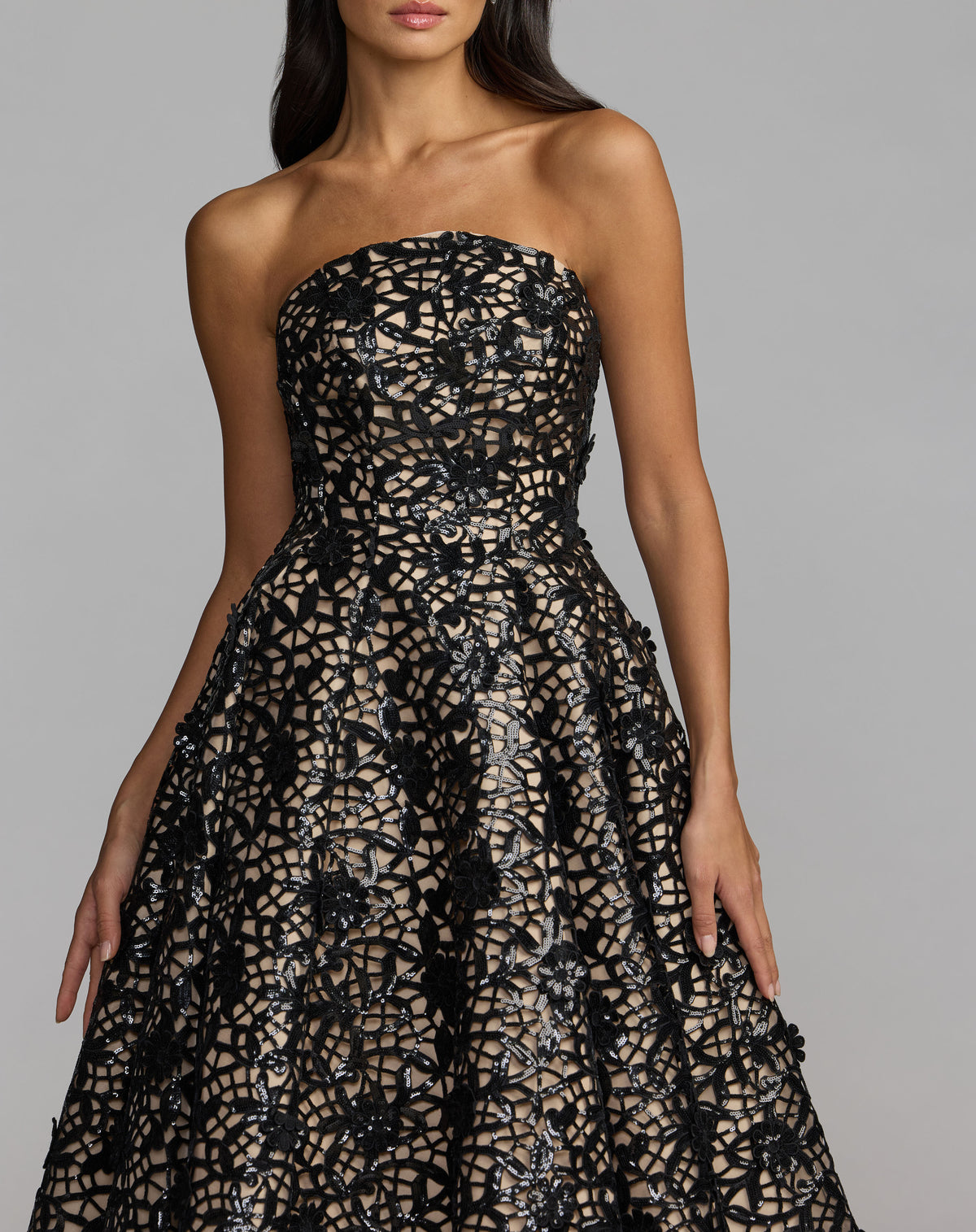 Mac Duggal 27809 Black Nude close-up