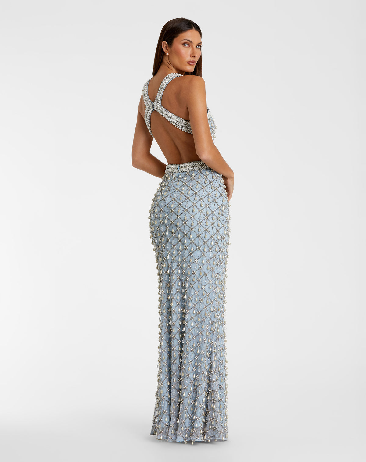 Mac Duggal 10098 Vintage Blue back