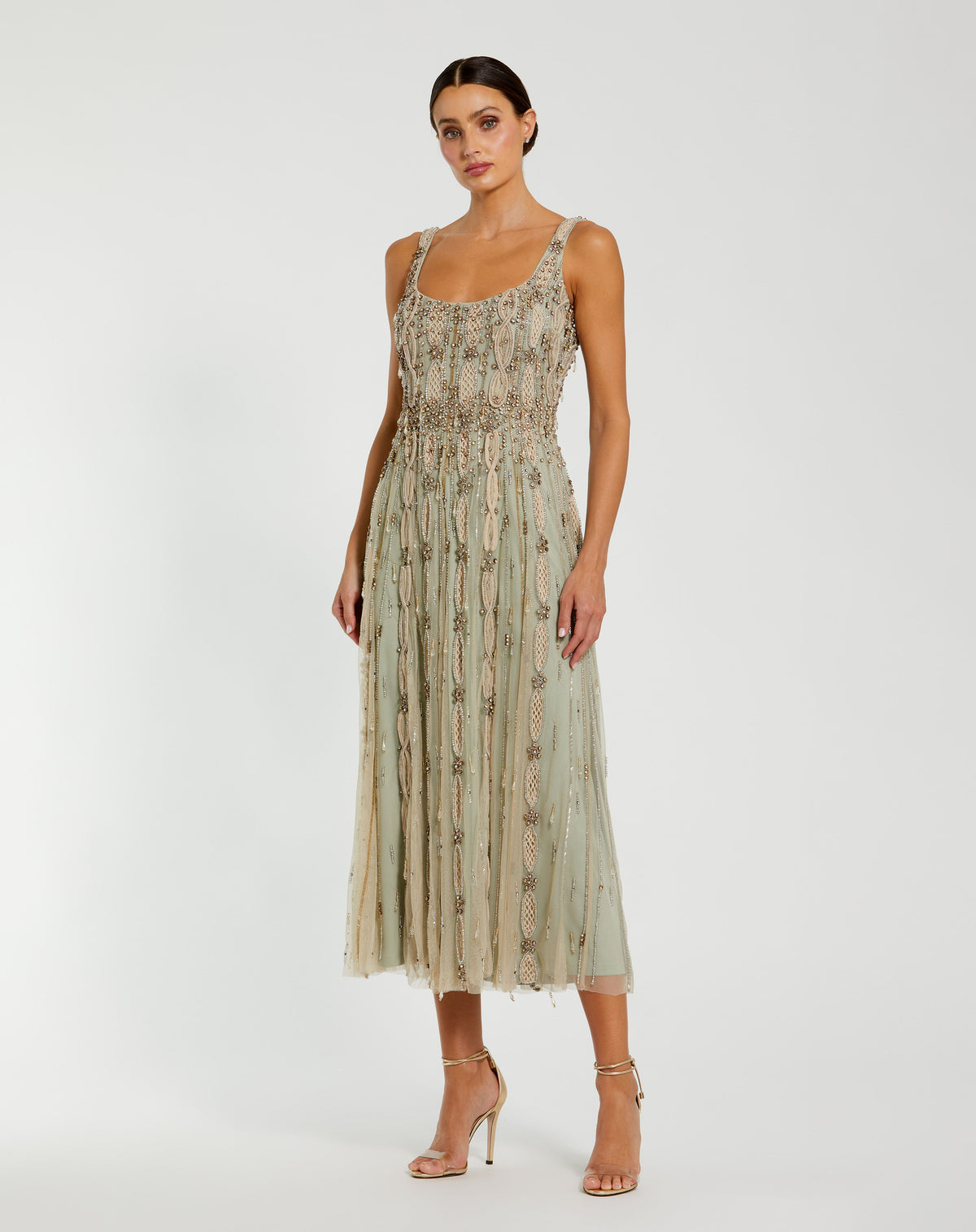 Mac Duggal 10078 Nude Sage front
