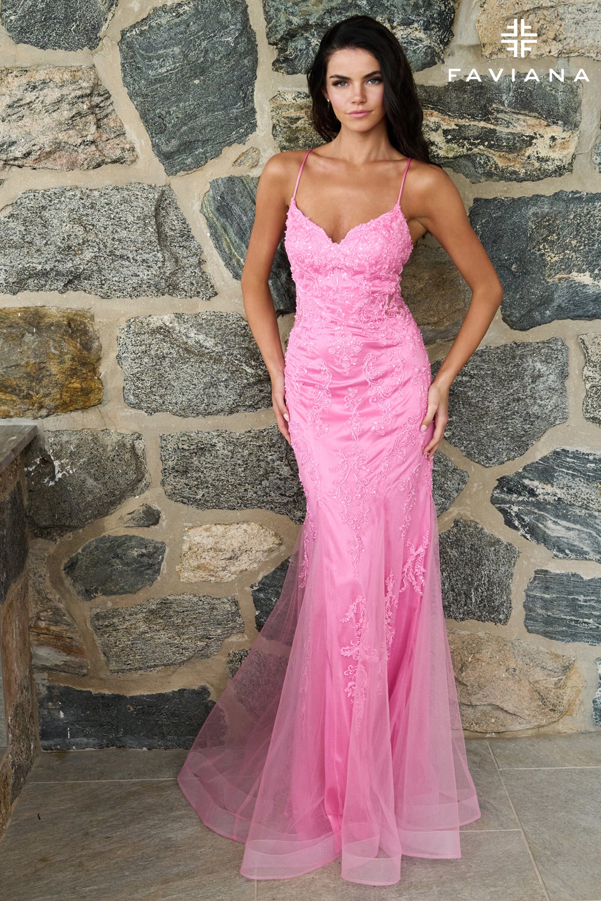 Faviana 11624 Cotton Candy Pink Front