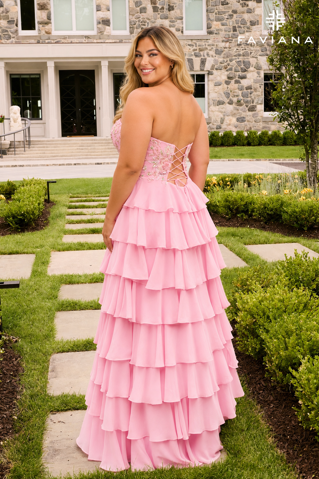Faviana 11675 Light Pink Back (Plus Size)