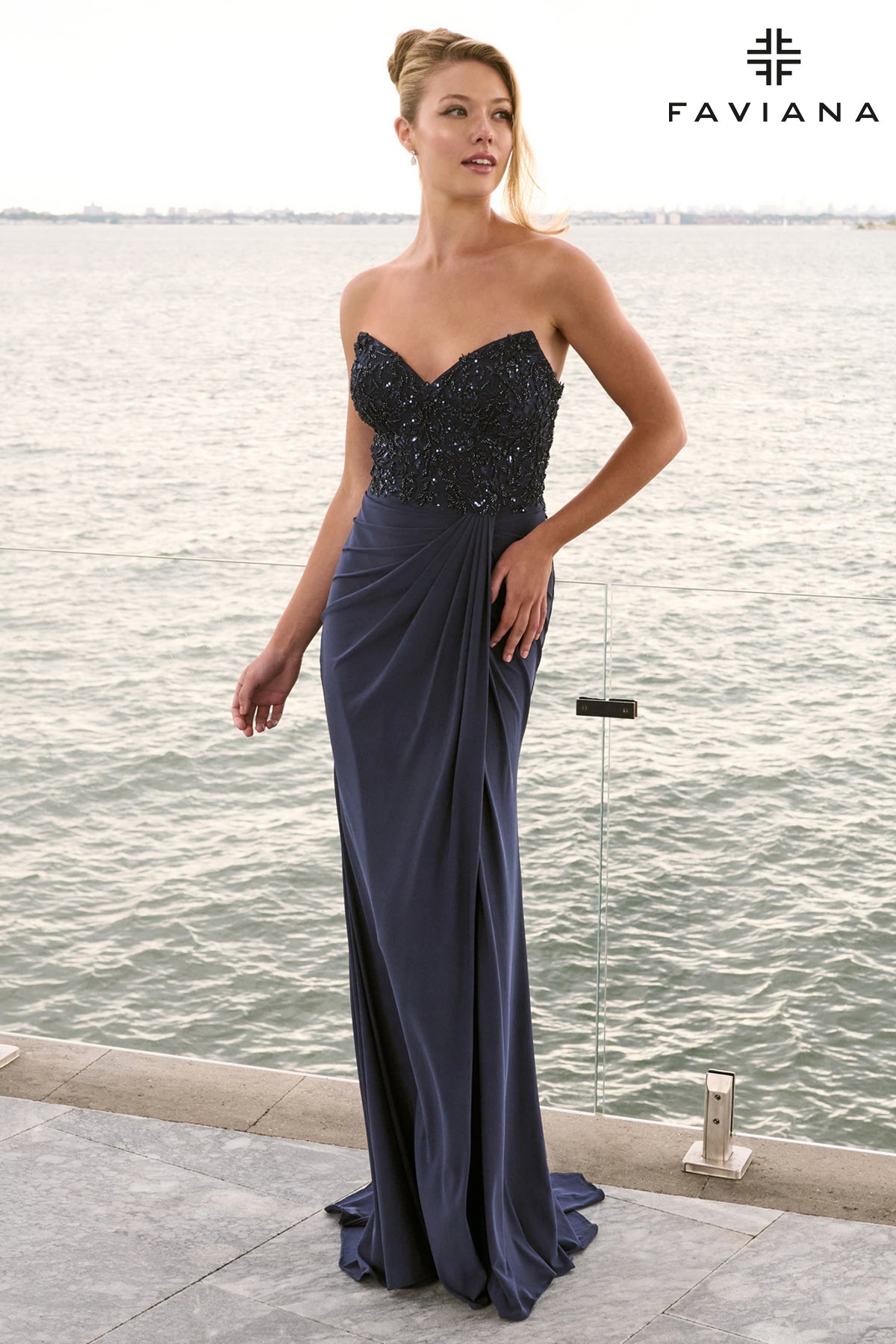 Faviana 11636 Navy Front 1