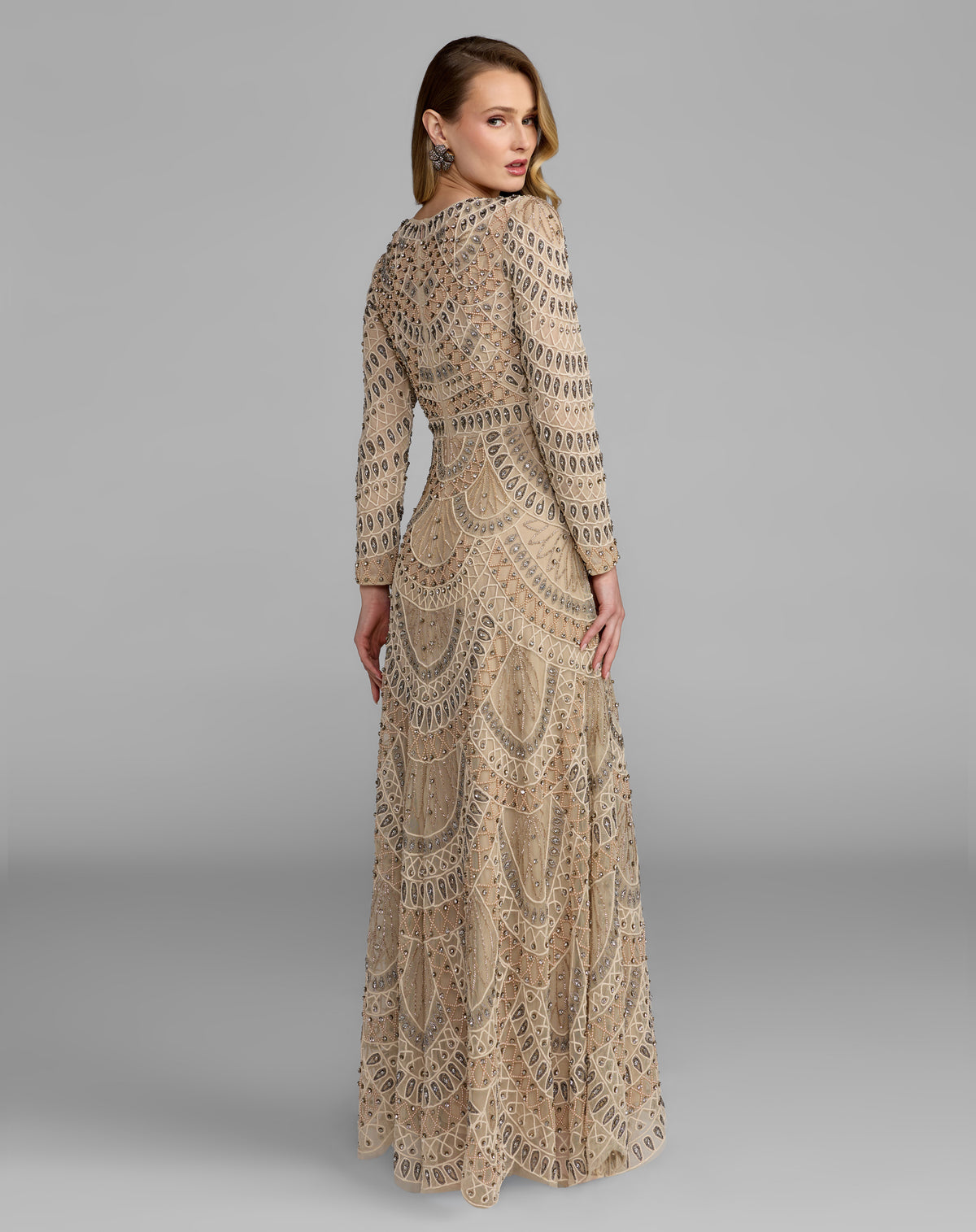 Mac Duggal 10175 Beige back