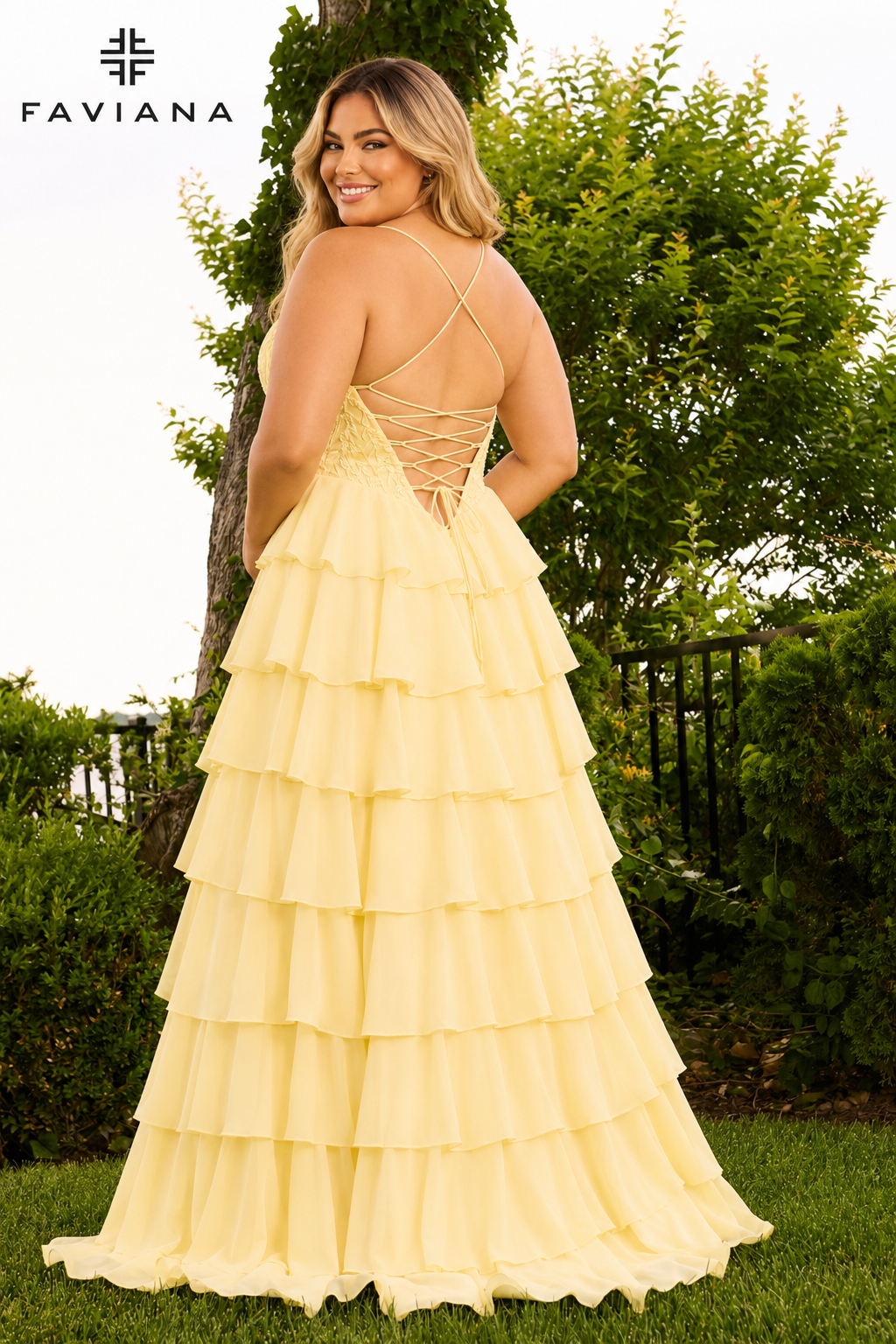 Faviana 11665 Light Yellow Back (Plus Size)