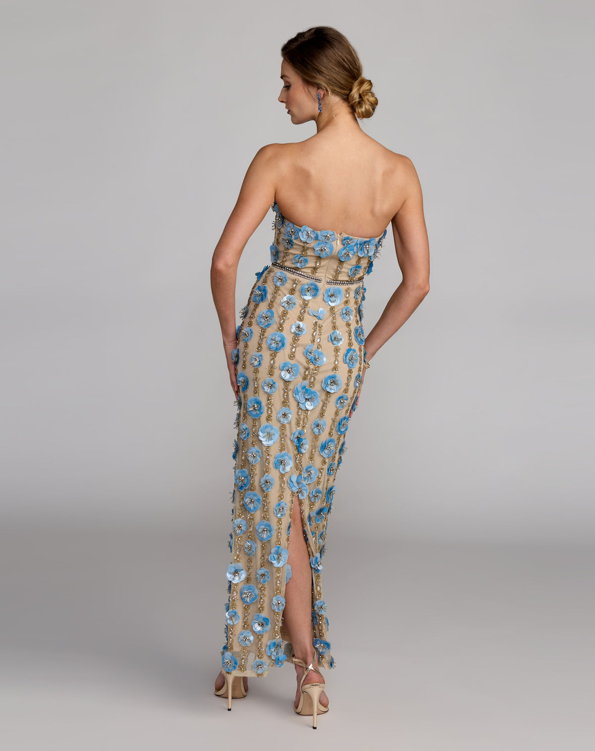 Mac Duggal 10128 Nude Blue back