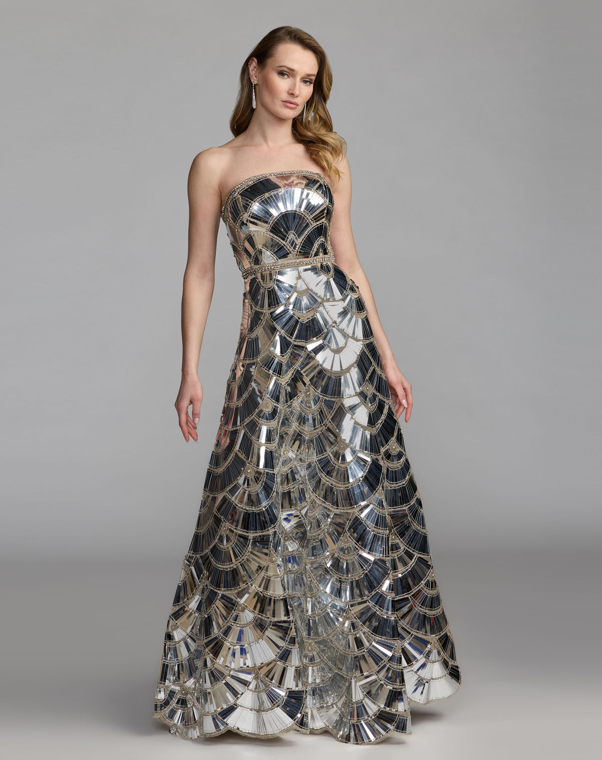 Mac Duggal 10168 Silver front
