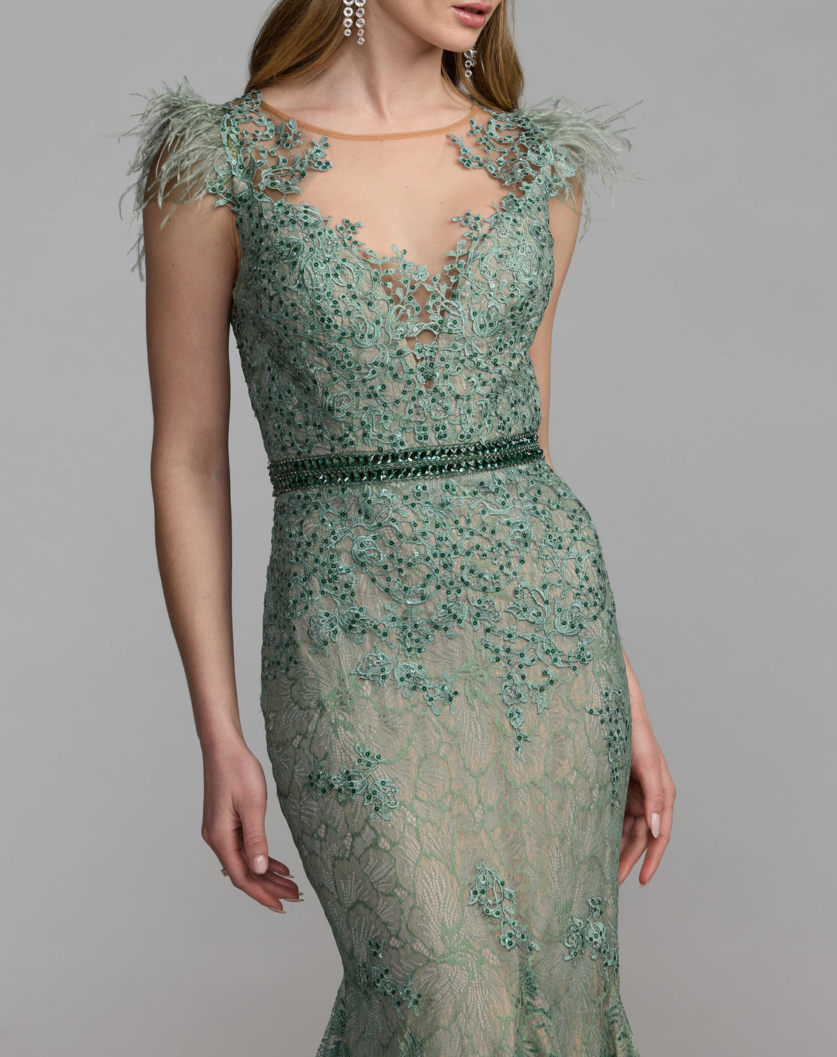 Mac Duggal 79230 Sage close-up