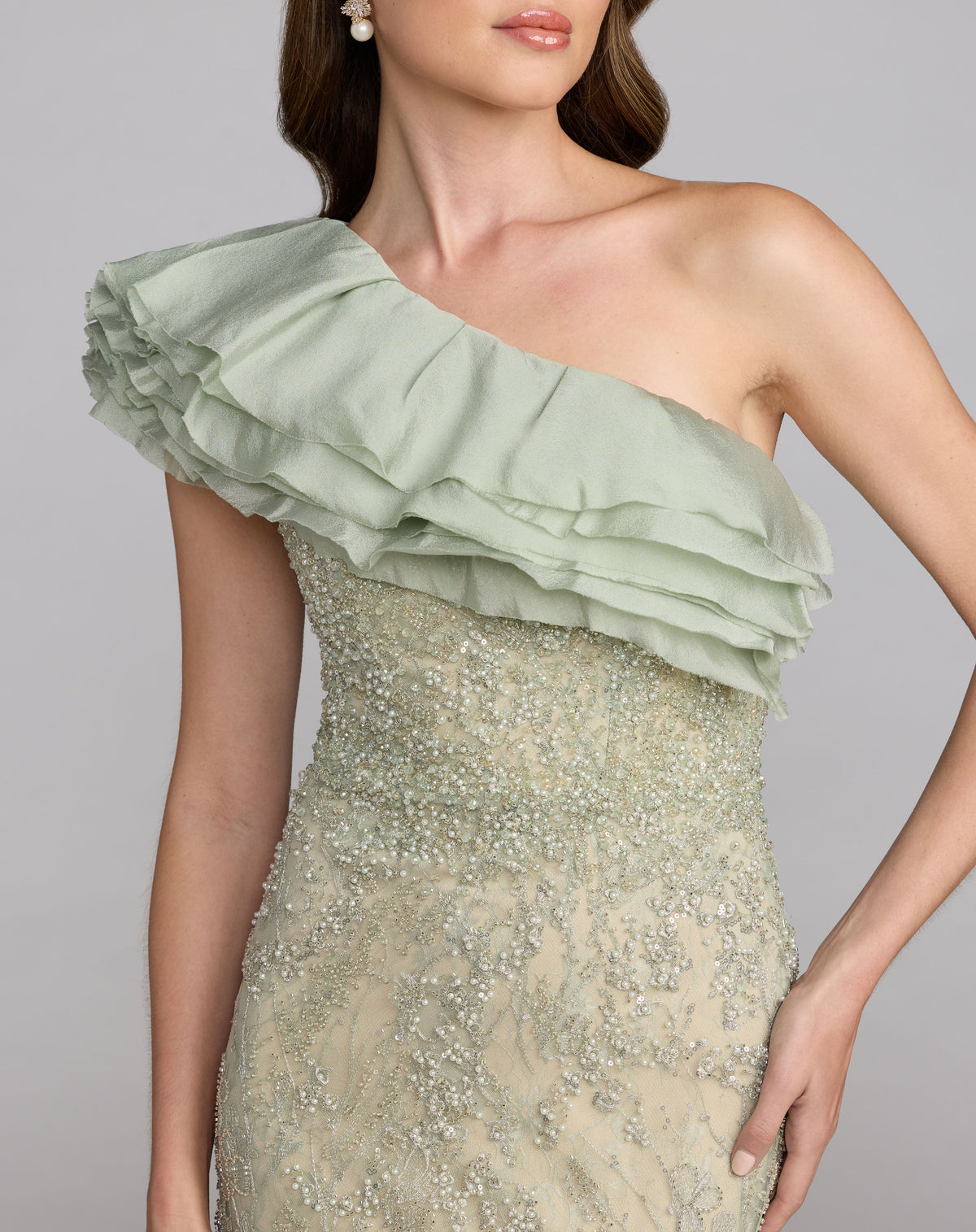 Mac Duggal 21277 Sage close-up