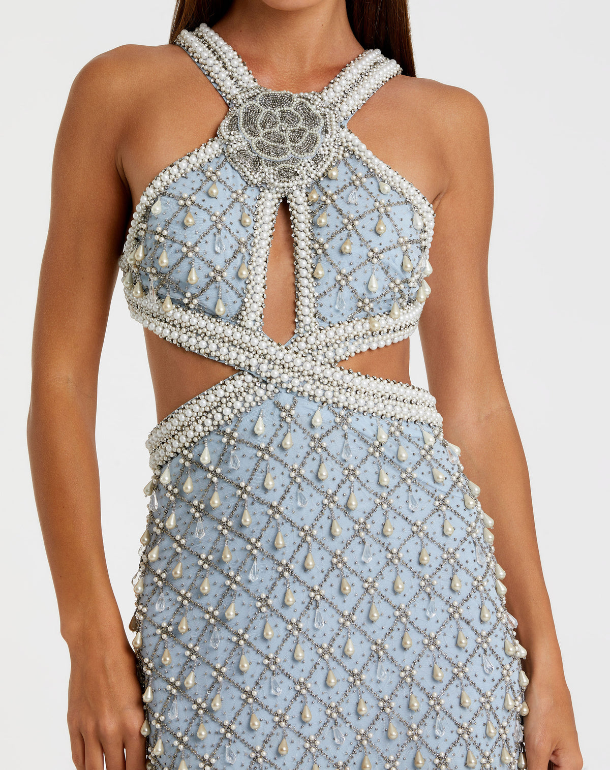 Mac Duggal 10098 Vintage Blue close-up