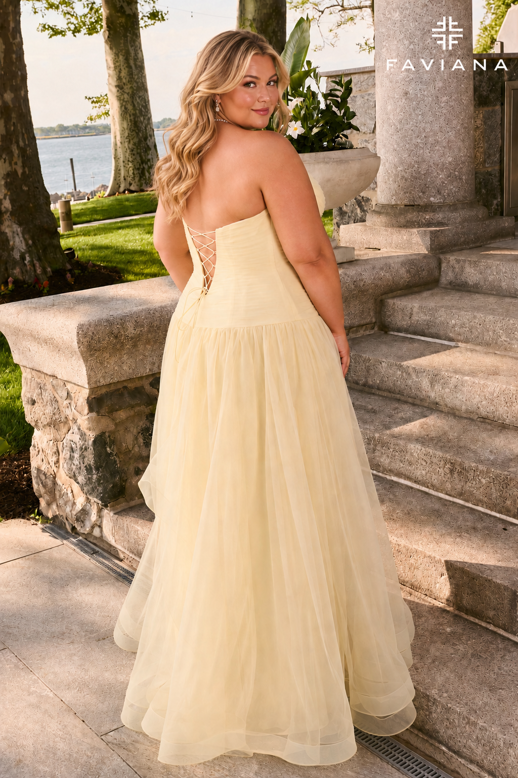 Faviana 11668 Butter Yellow Back (Plus Size)