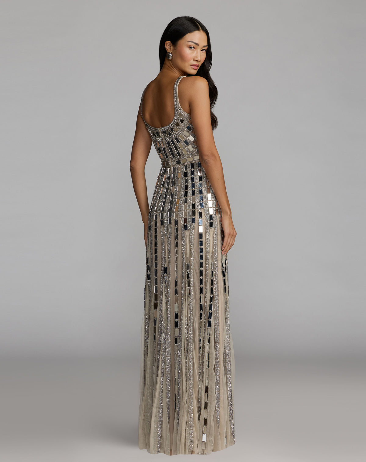Mac Duggal 10179 Silver back