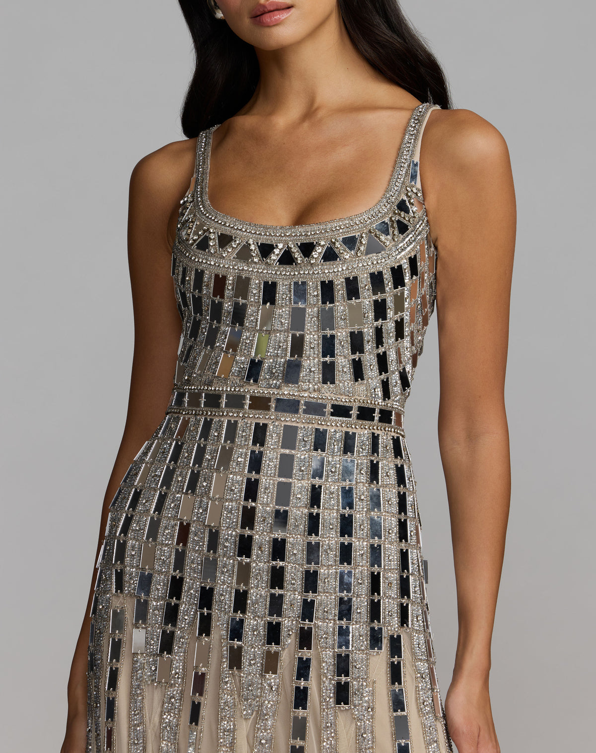 Mac Duggal 10179 Silver close-up
