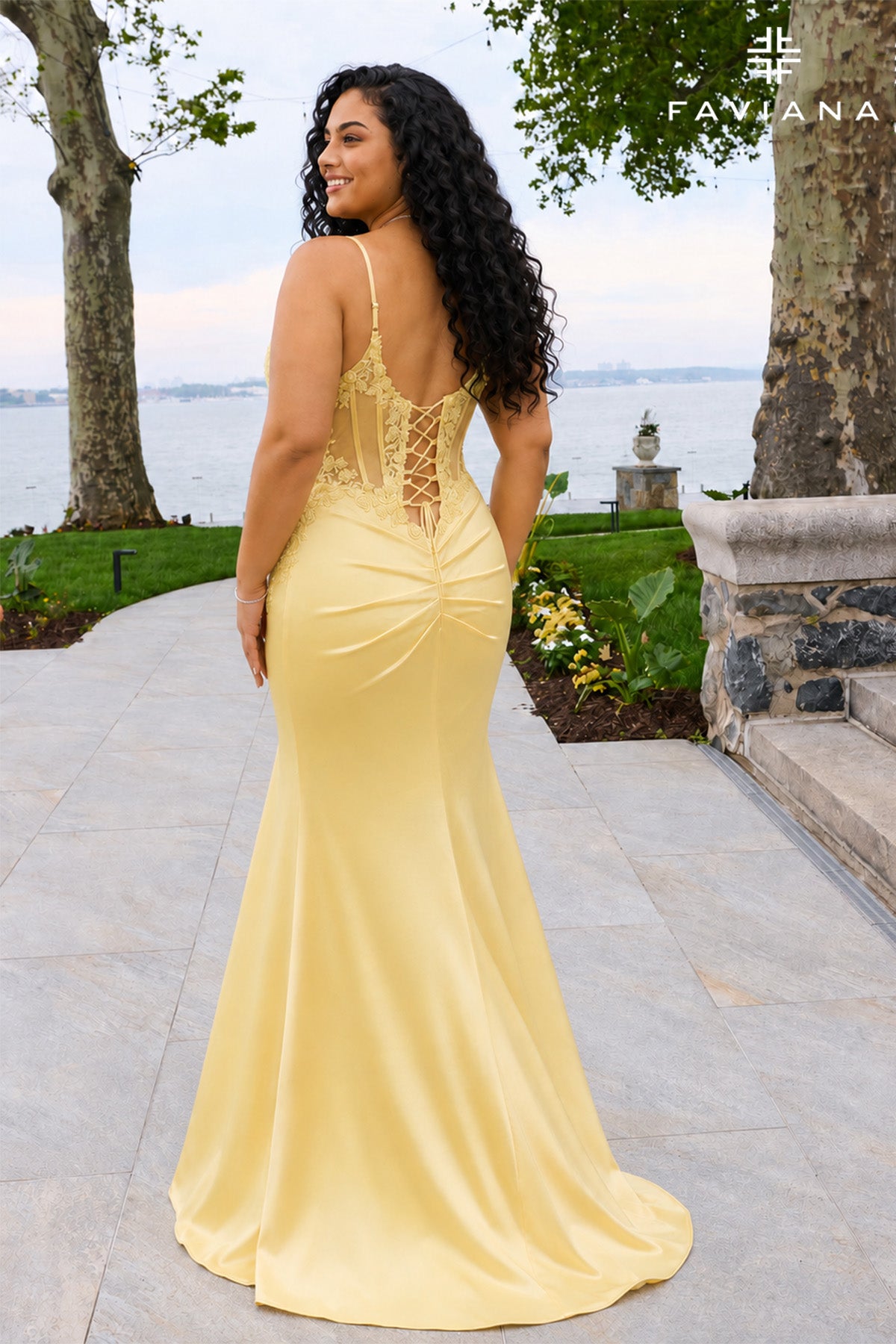 Faviana 11605 Light Yellow Back (Plus Size)