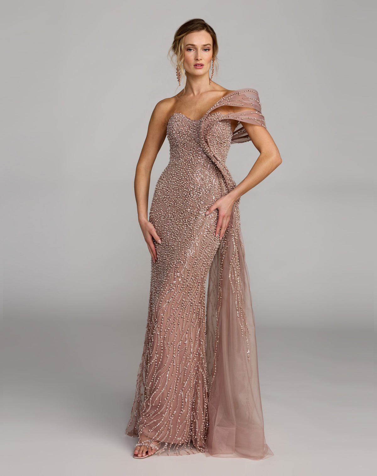 Mac Duggal 21273 Taupe front