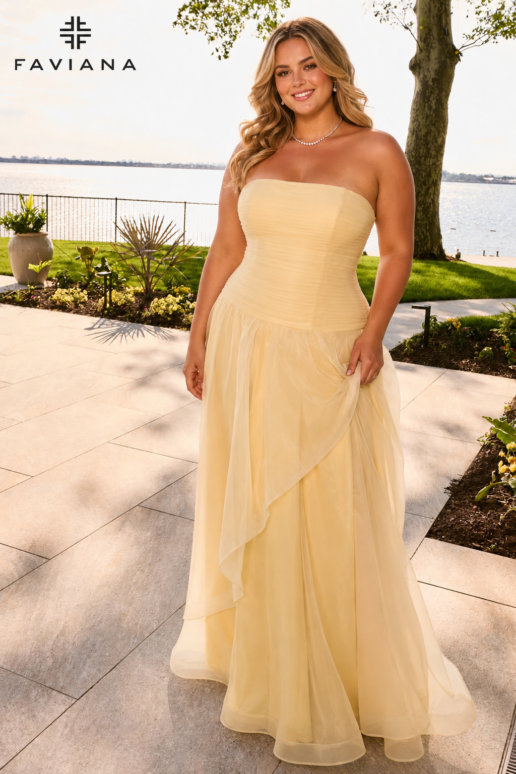 Faviana 11668 Butter Yellow Front (Plus Size)