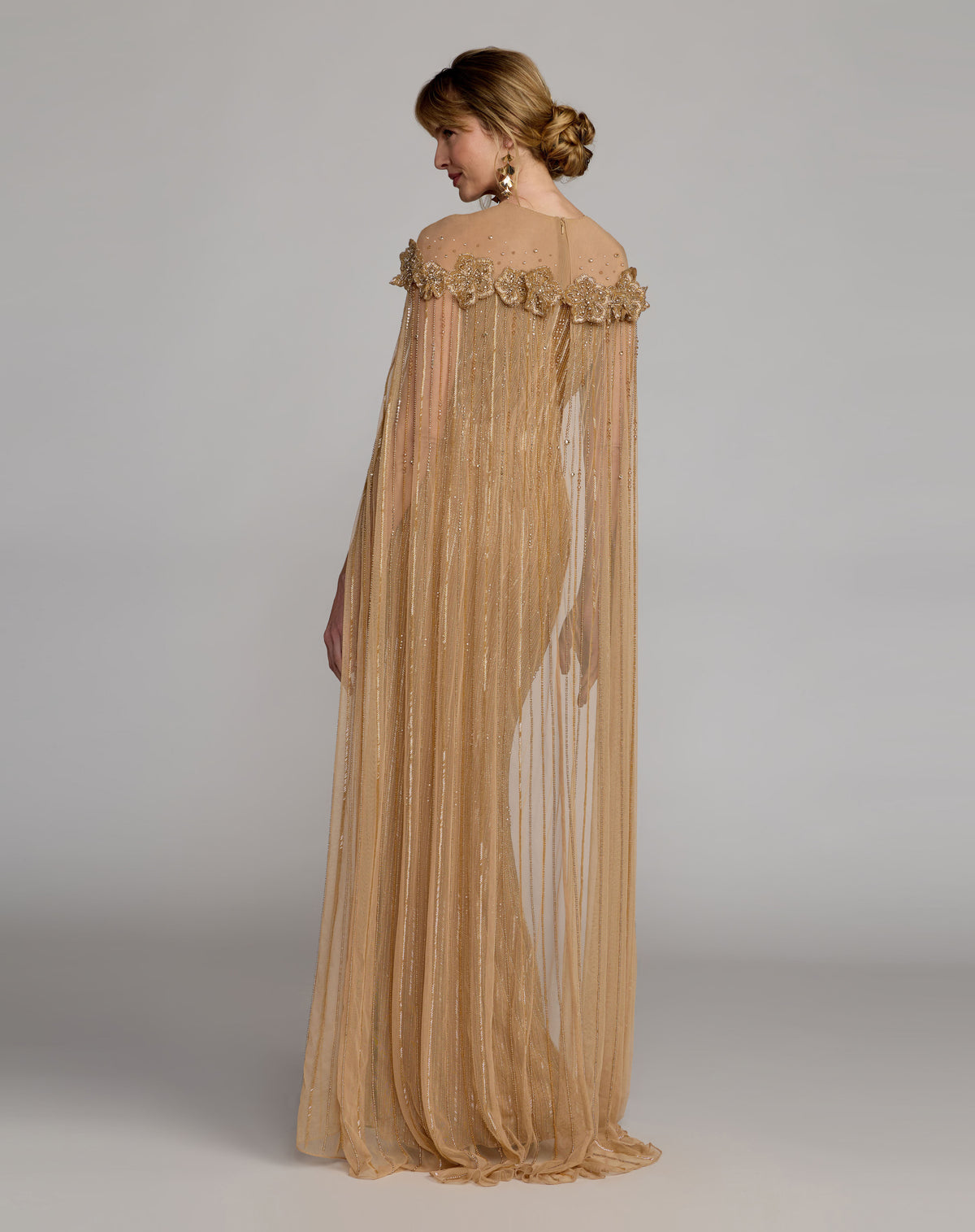 Mac Duggal 86012 Nude Gold back