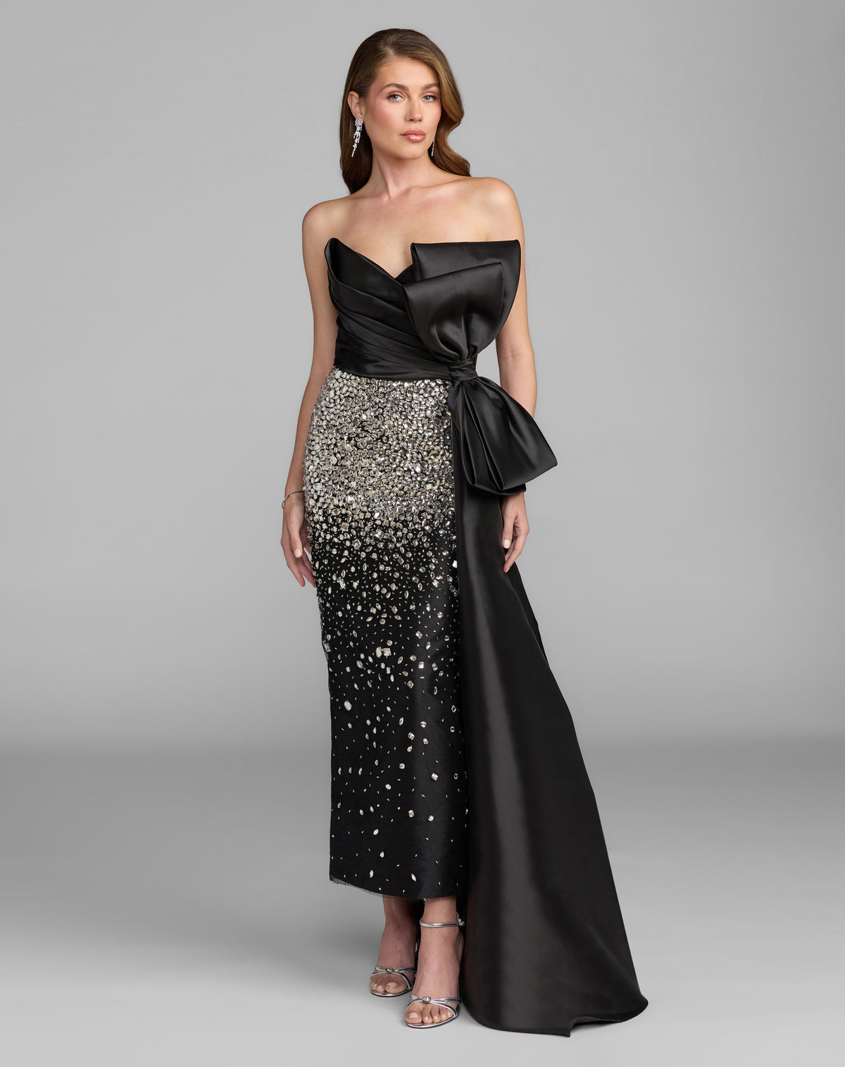 Mac Duggal 77105 Black Silver front